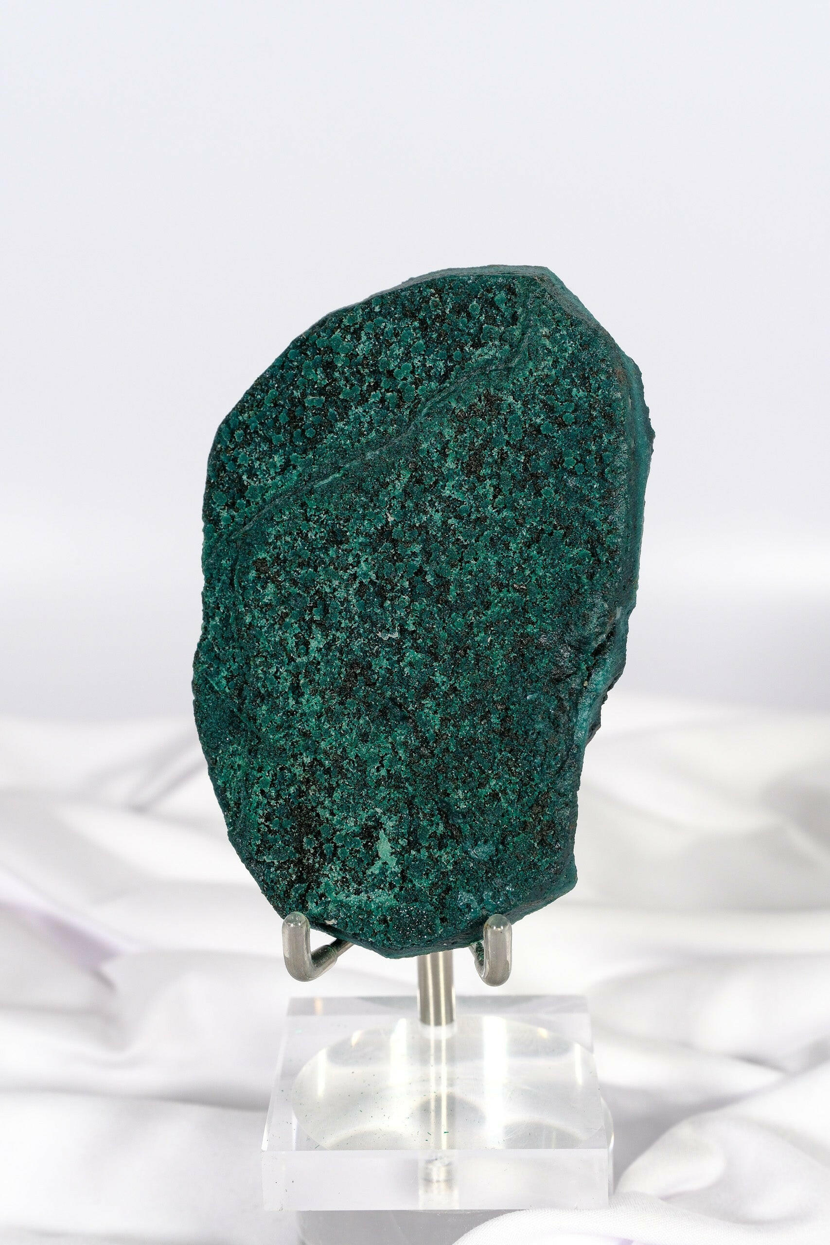 Botryoidal Green Chalcedony with Celadonite and Apophyllite Slice Healing Crystal.