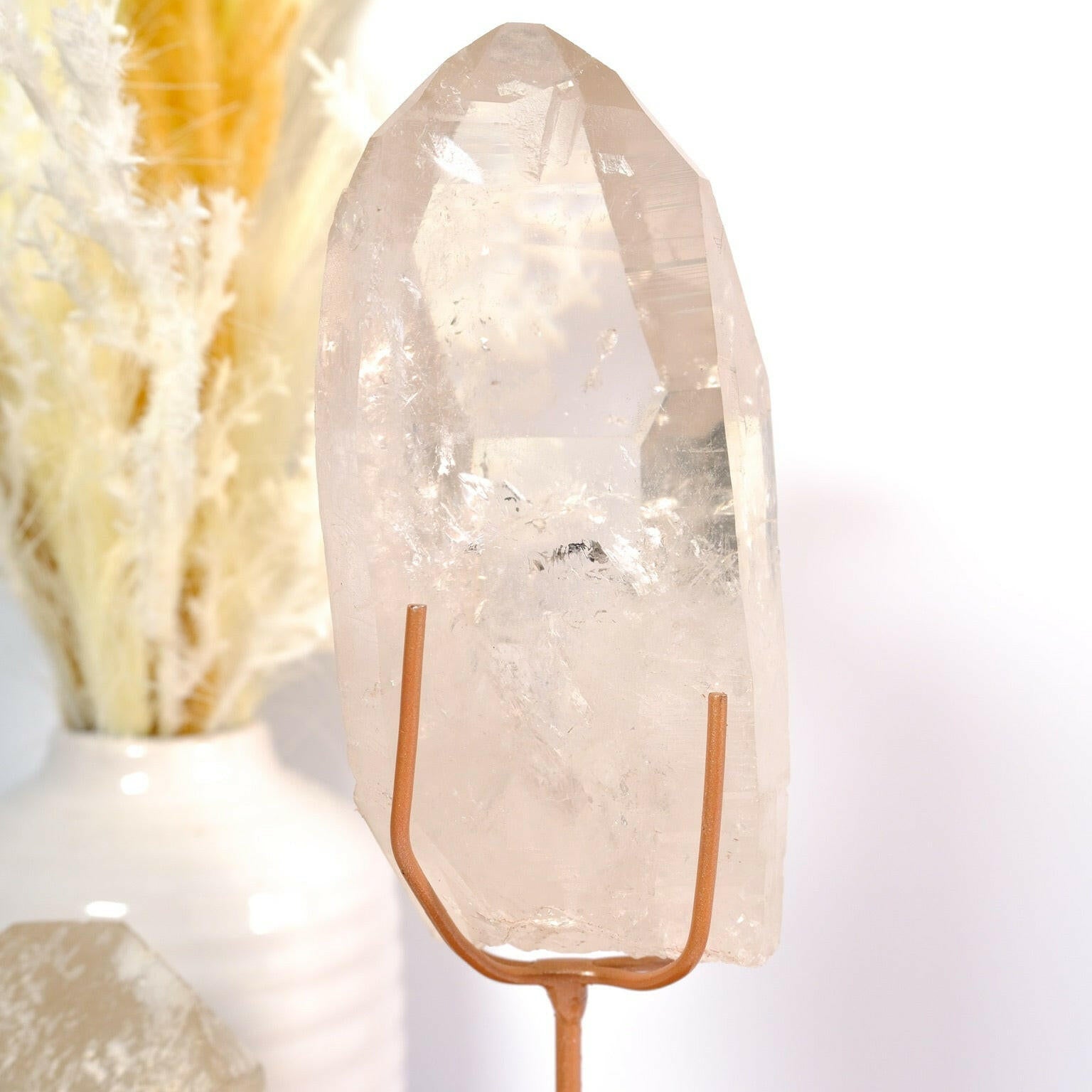 Lemurian Quartz Rough Polished on Stand Healing Crystal.