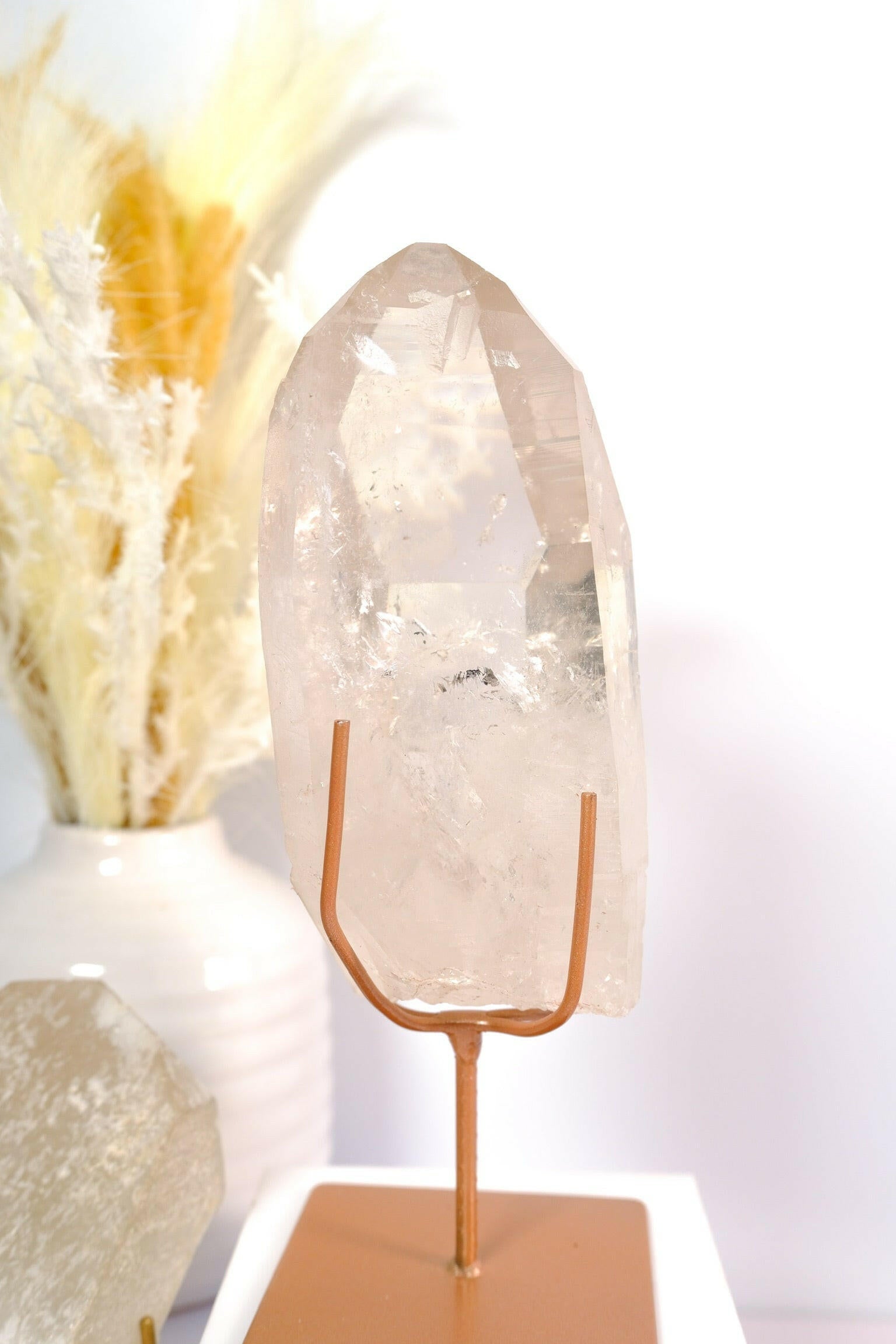 Lemurian Quartz Rough Polished on Stand Healing Crystal.