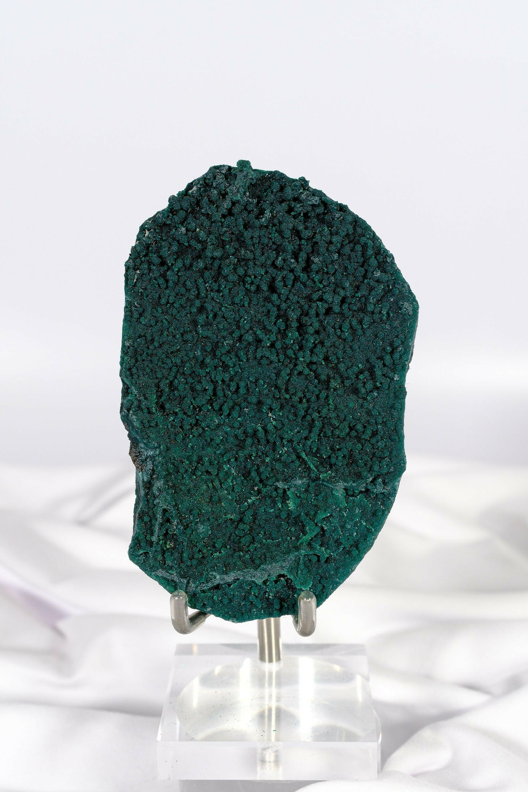 Botryoidal Green Chalcedony with Celadonite and Apophyllite Slice Healing Crystal.