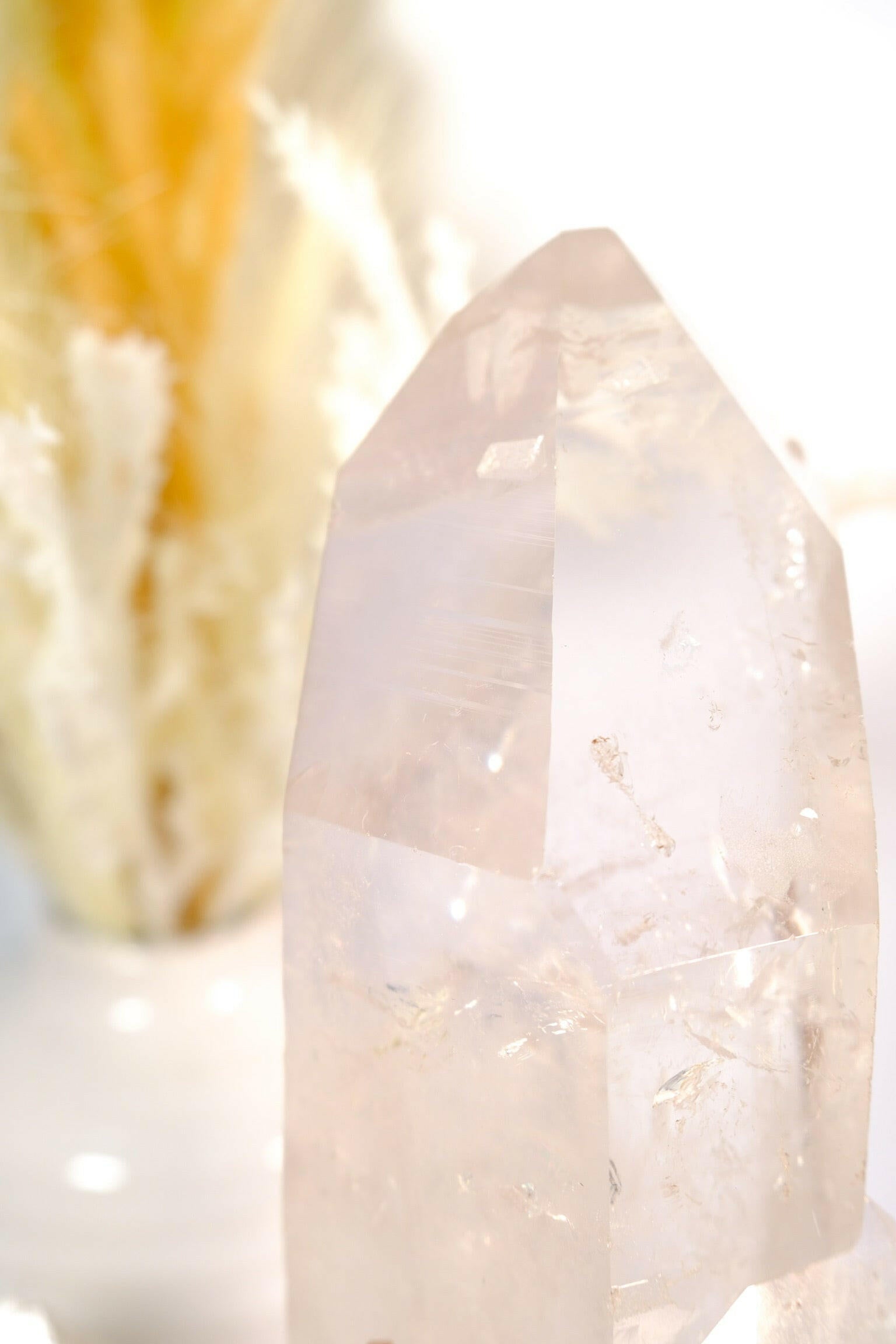 Lemurian Quartz Rough Polished on Stand Healing Crystal.