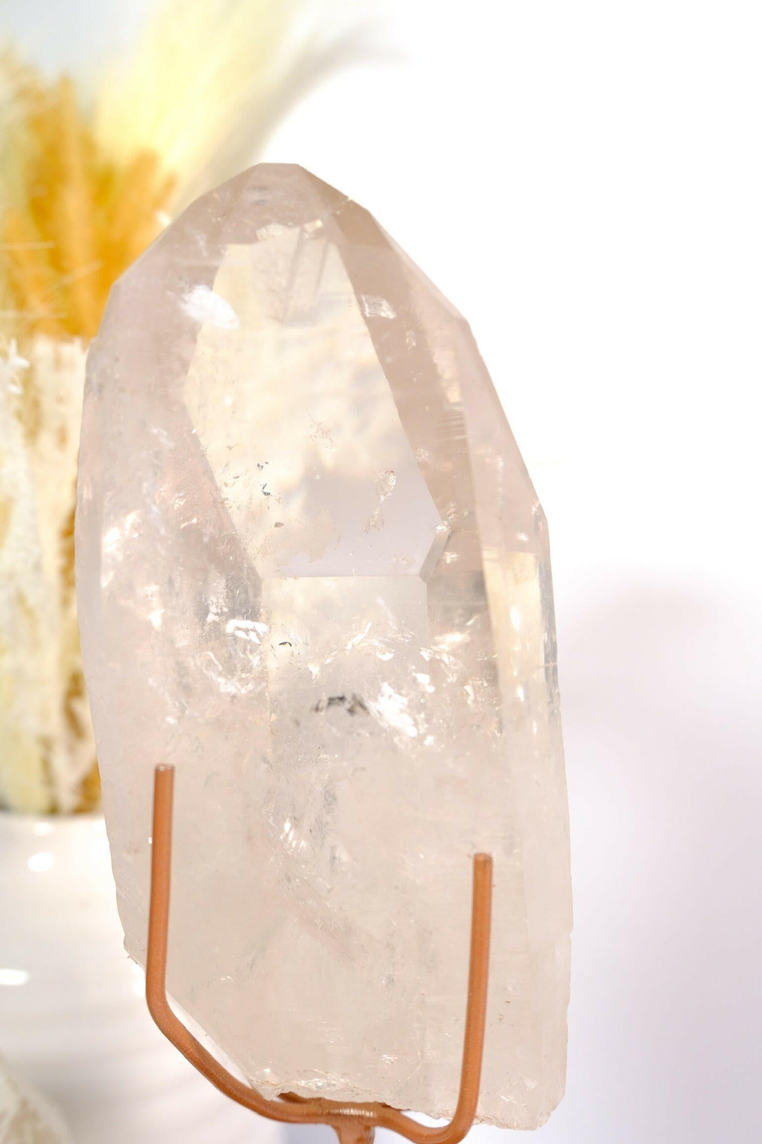 Lemurian Quartz Rough Polished on Stand Healing Crystal.
