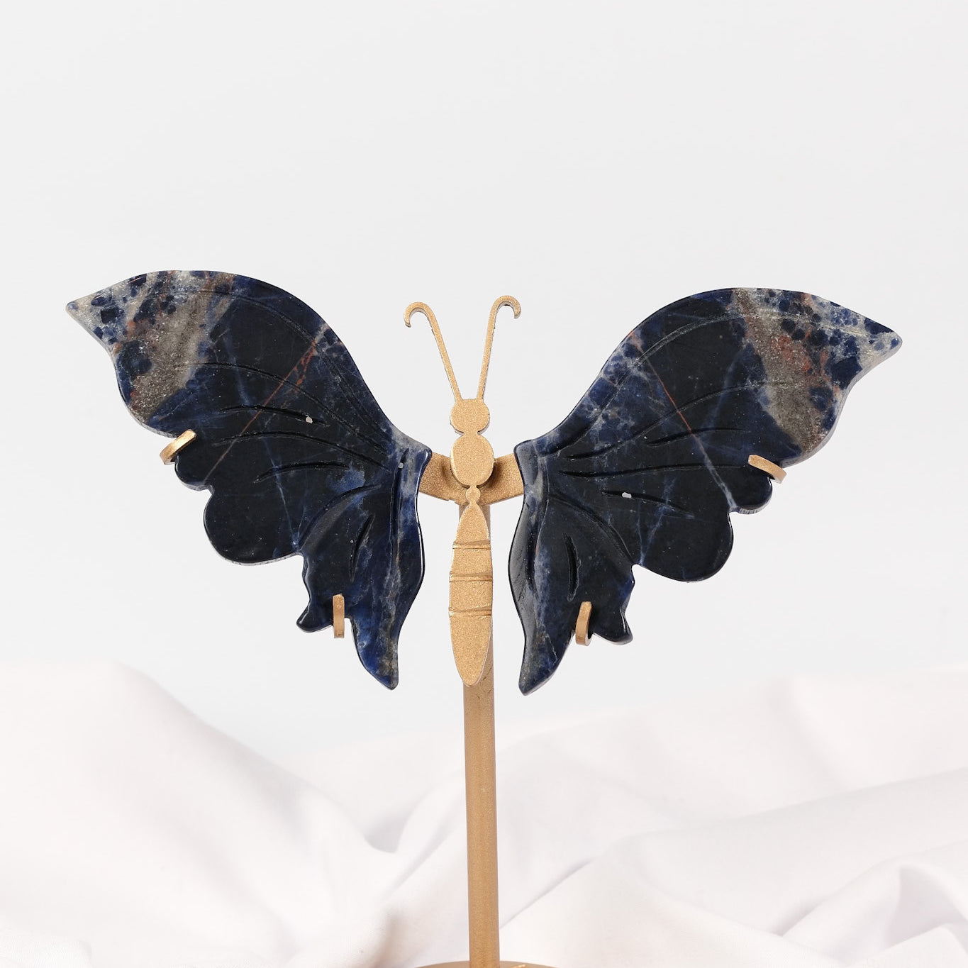 Sodalite Butterfly Wings on Gold Stand