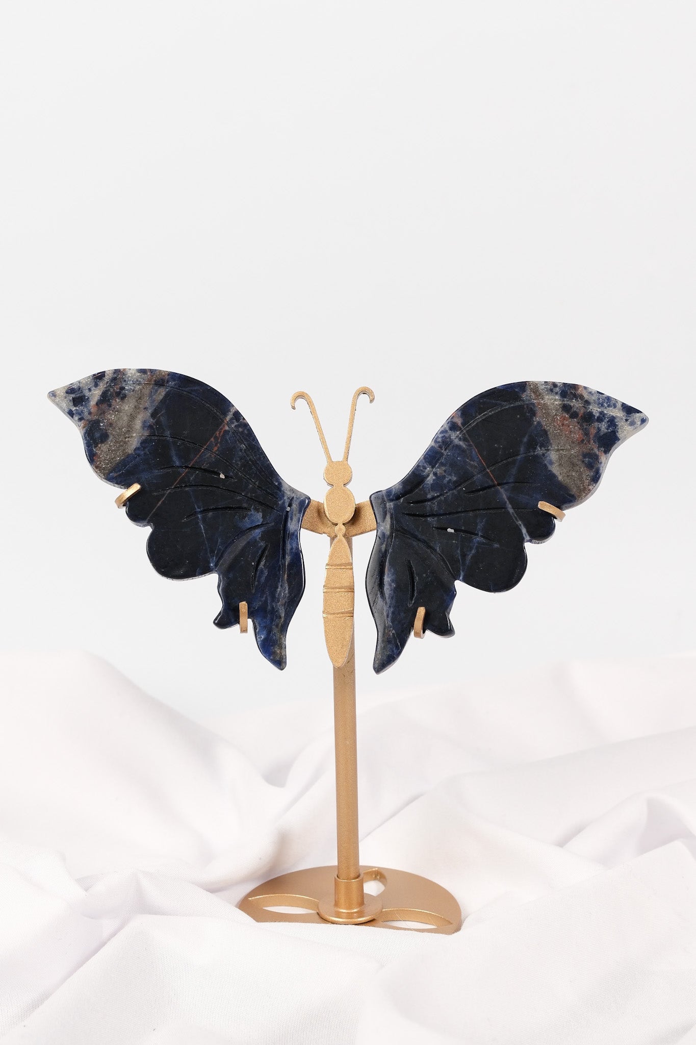 Sodalite Butterfly Wings on Gold Stand