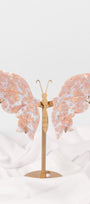 Pink Agate Butterfly Wings on Gold Stand