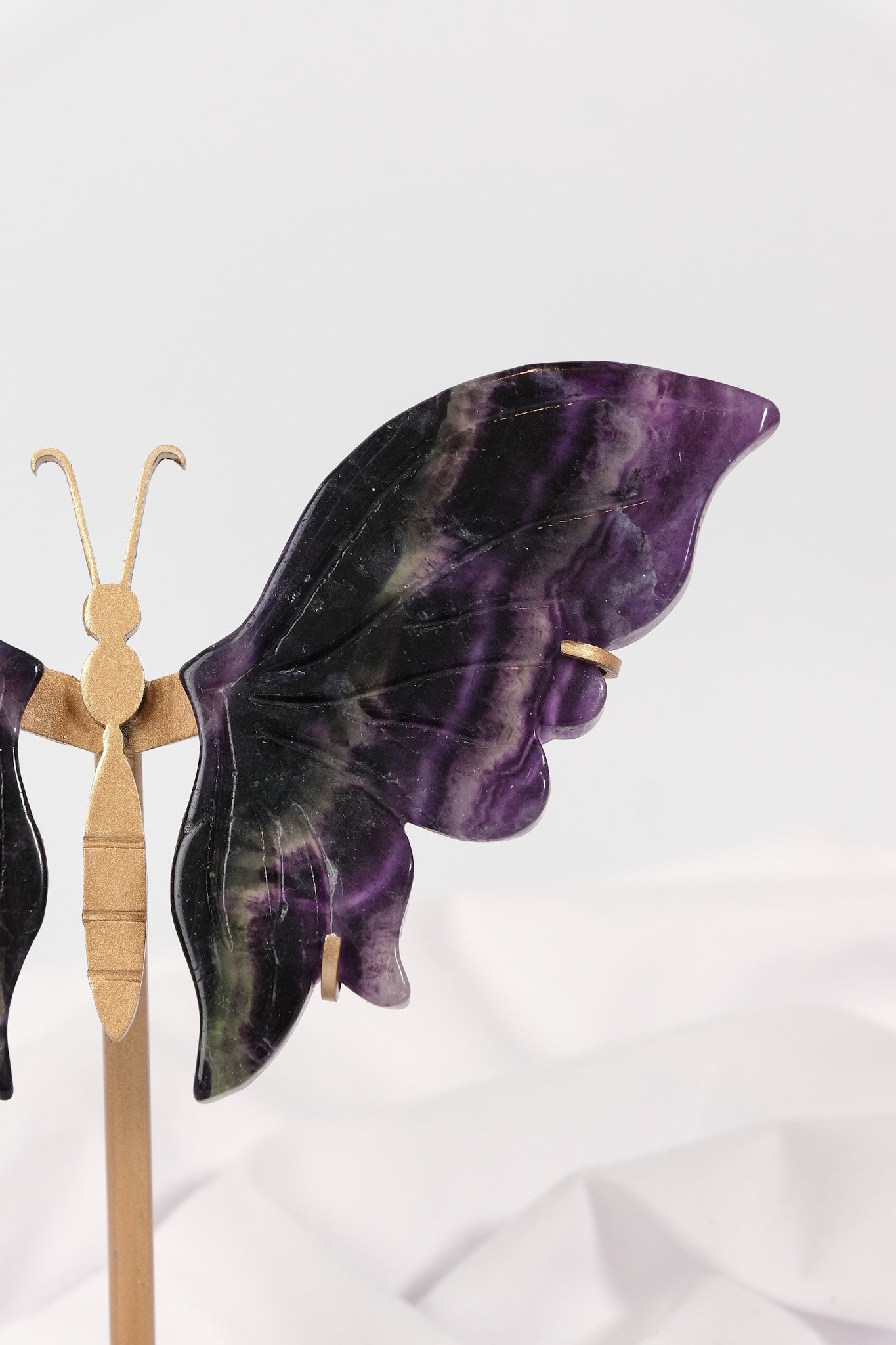 Fluorite Butterfly Wings on Gold Stand