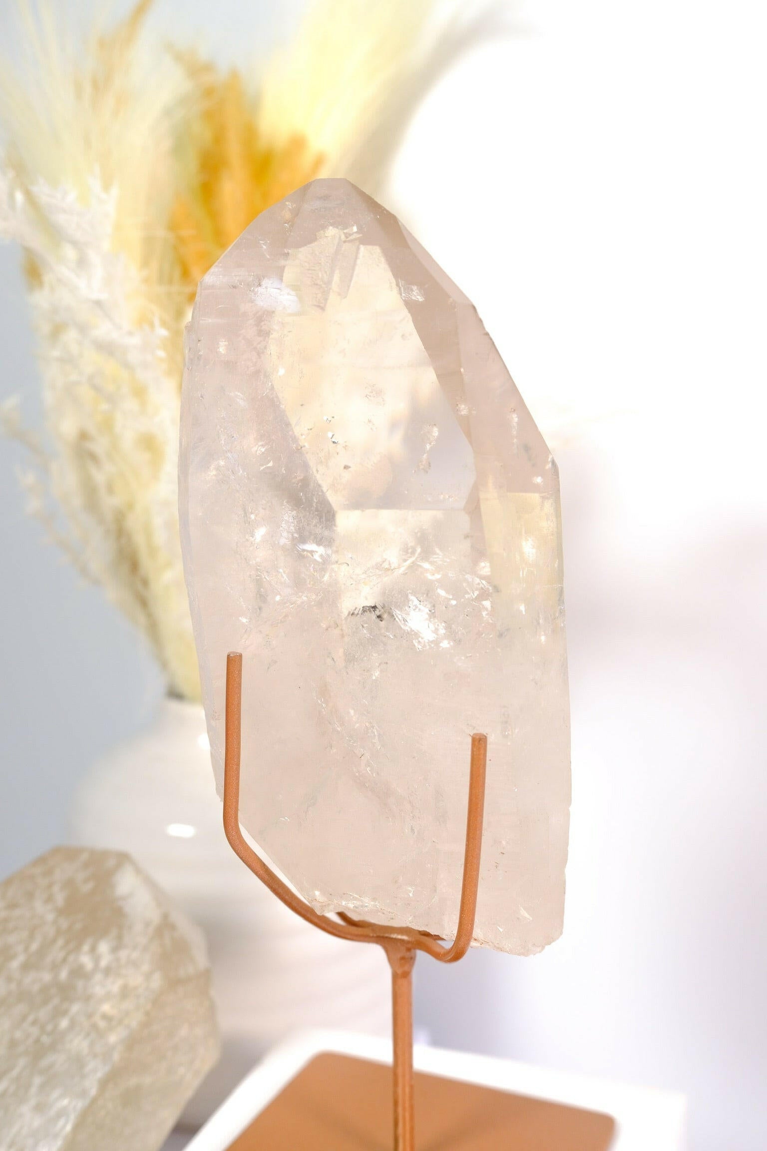 Lemurian Quartz Rough Polished on Stand Healing Crystal.