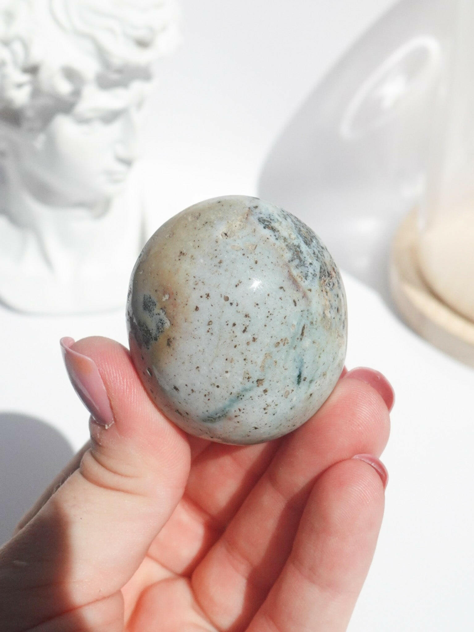 Ocean Jasper Palmstone Healing Crystal.