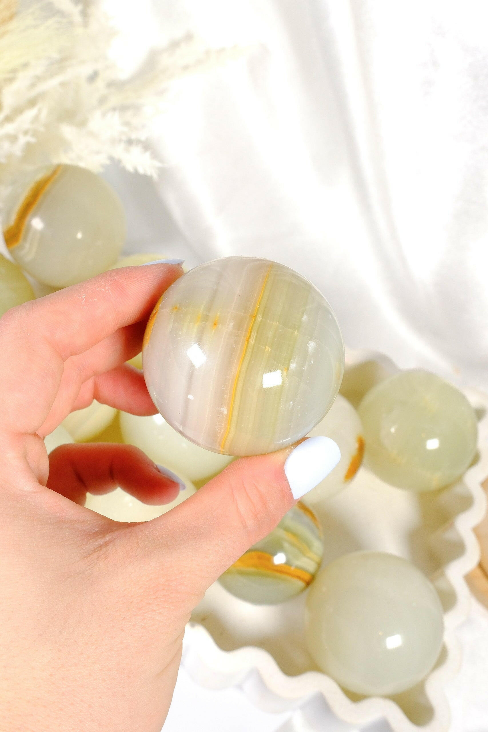 Green Calcite Sphere Healing Crystal.