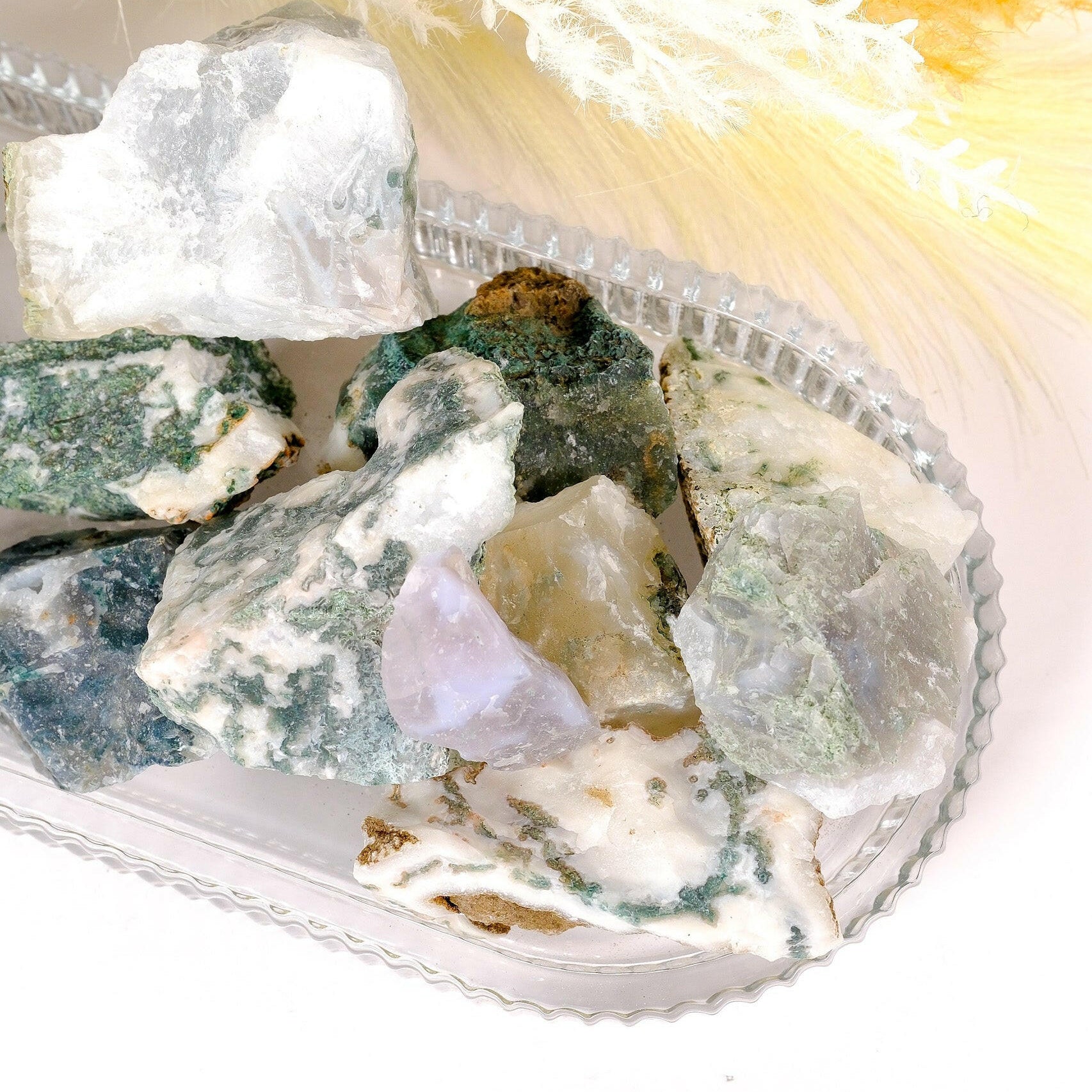 Moss Agate Raw Healing Crystal.