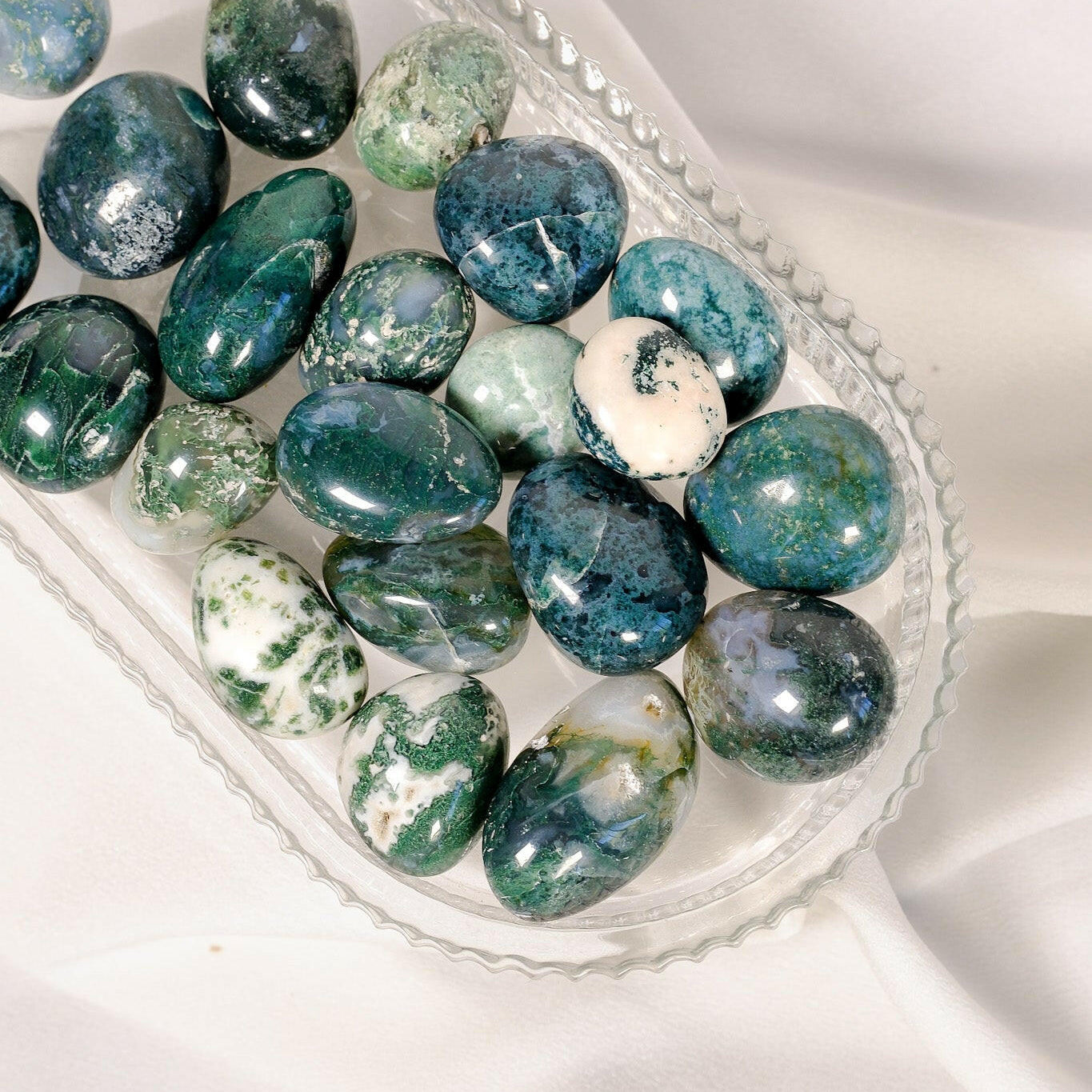 Moss Agate Tumble Healing Crystal.