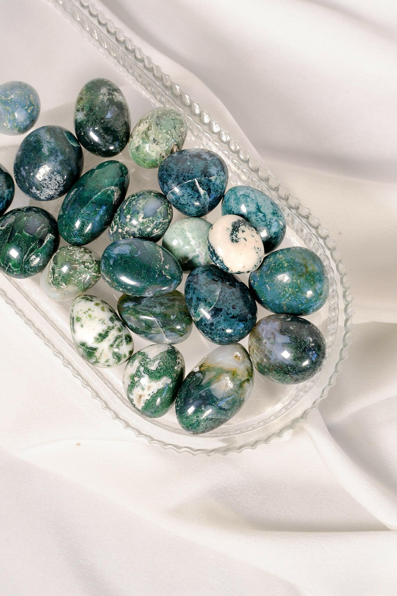 Moss Agate Tumble Healing Crystal.