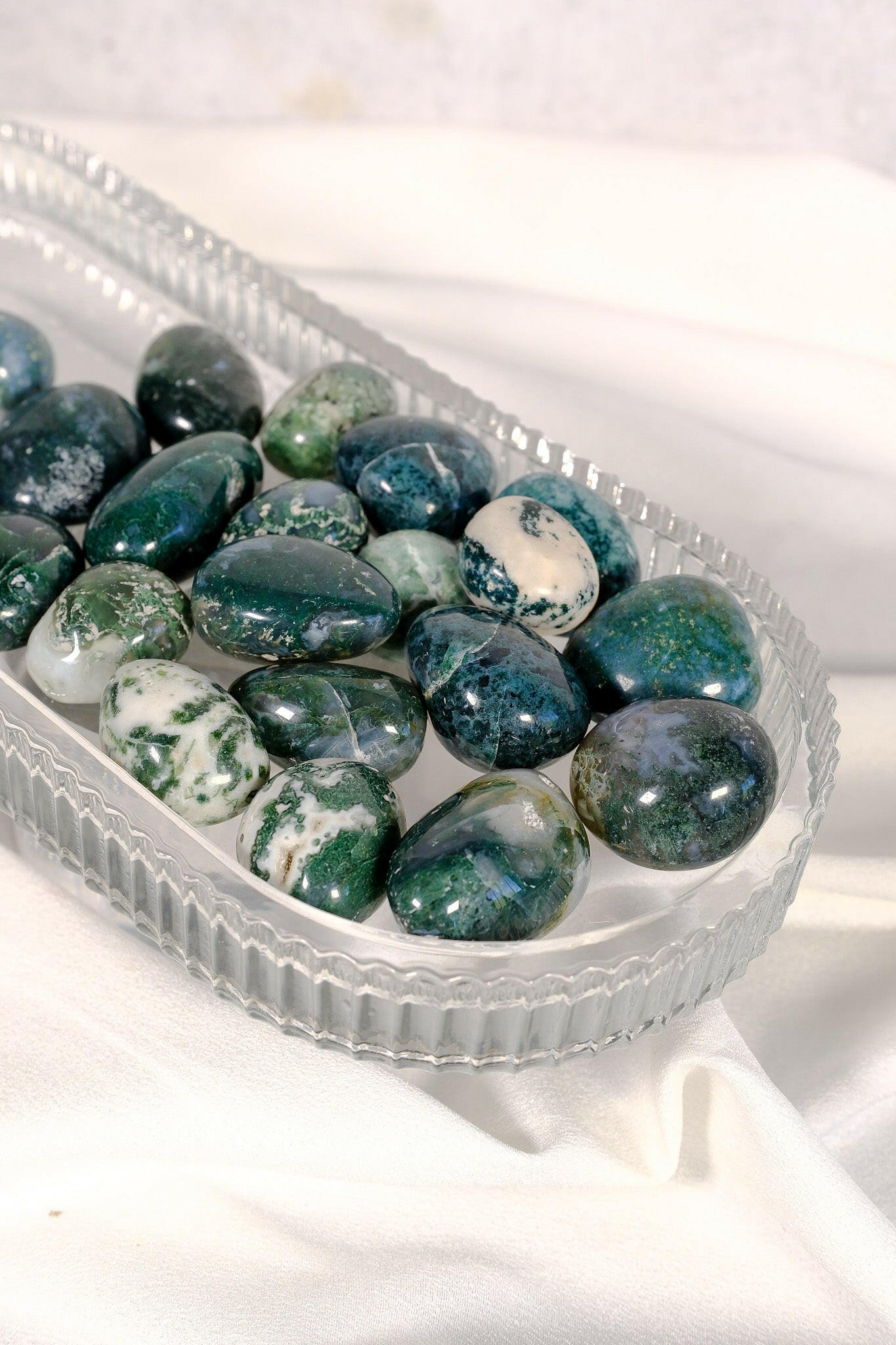 Moss Agate Tumble Healing Crystal.