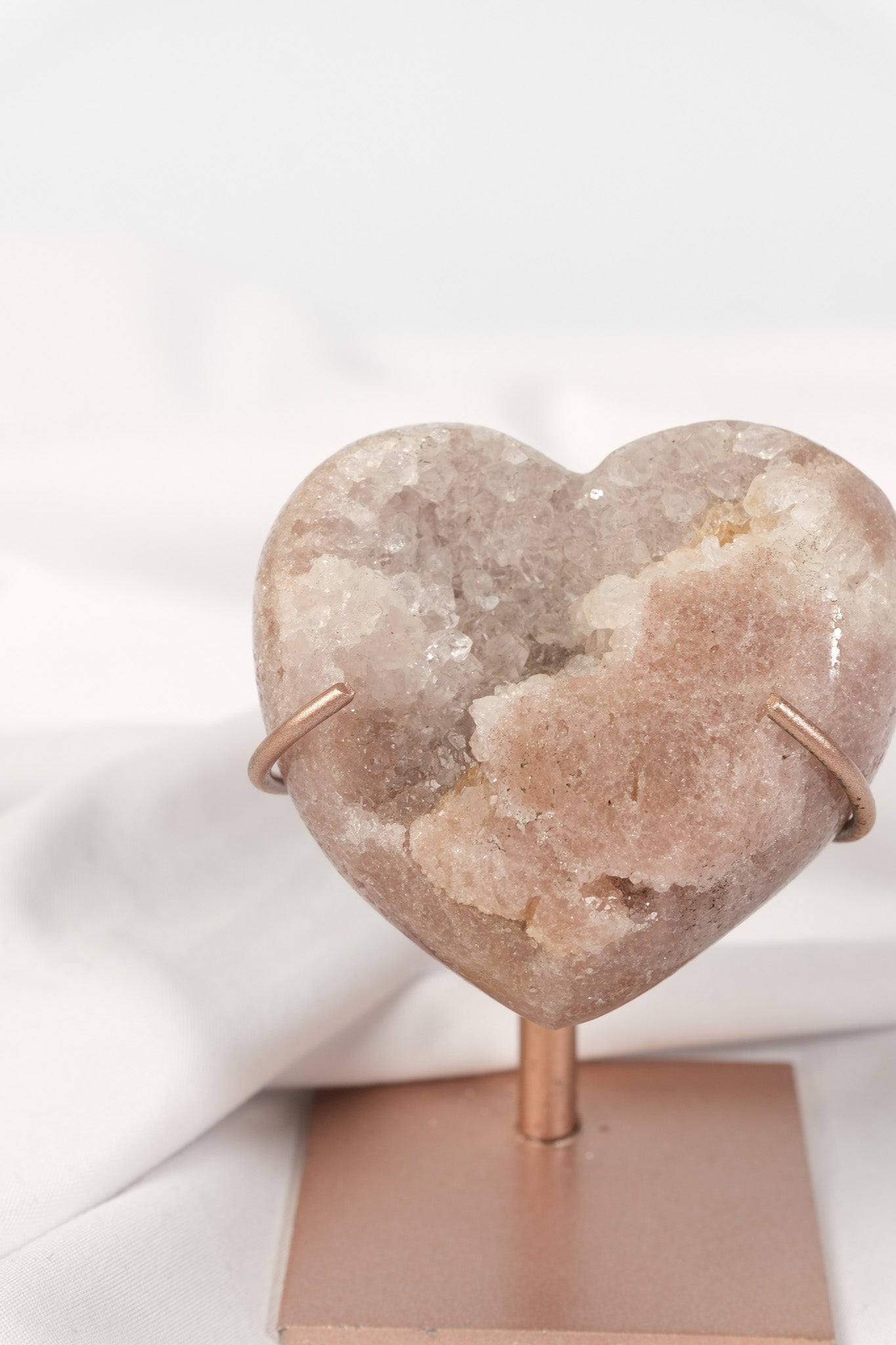 Pink Amethyst Heart on Stand