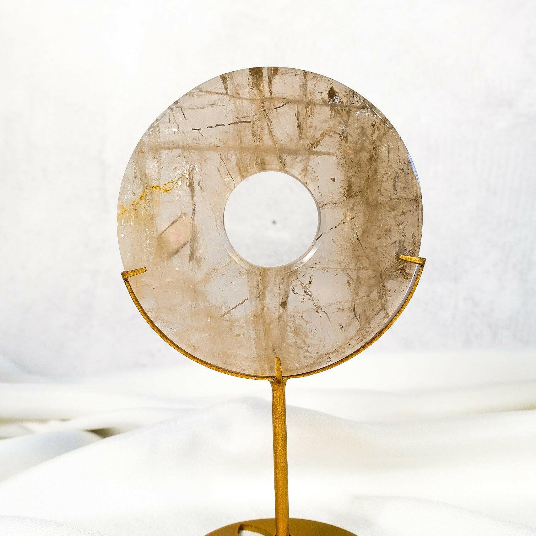 Smoky Quartz Donut on Stand Healing Crystal.