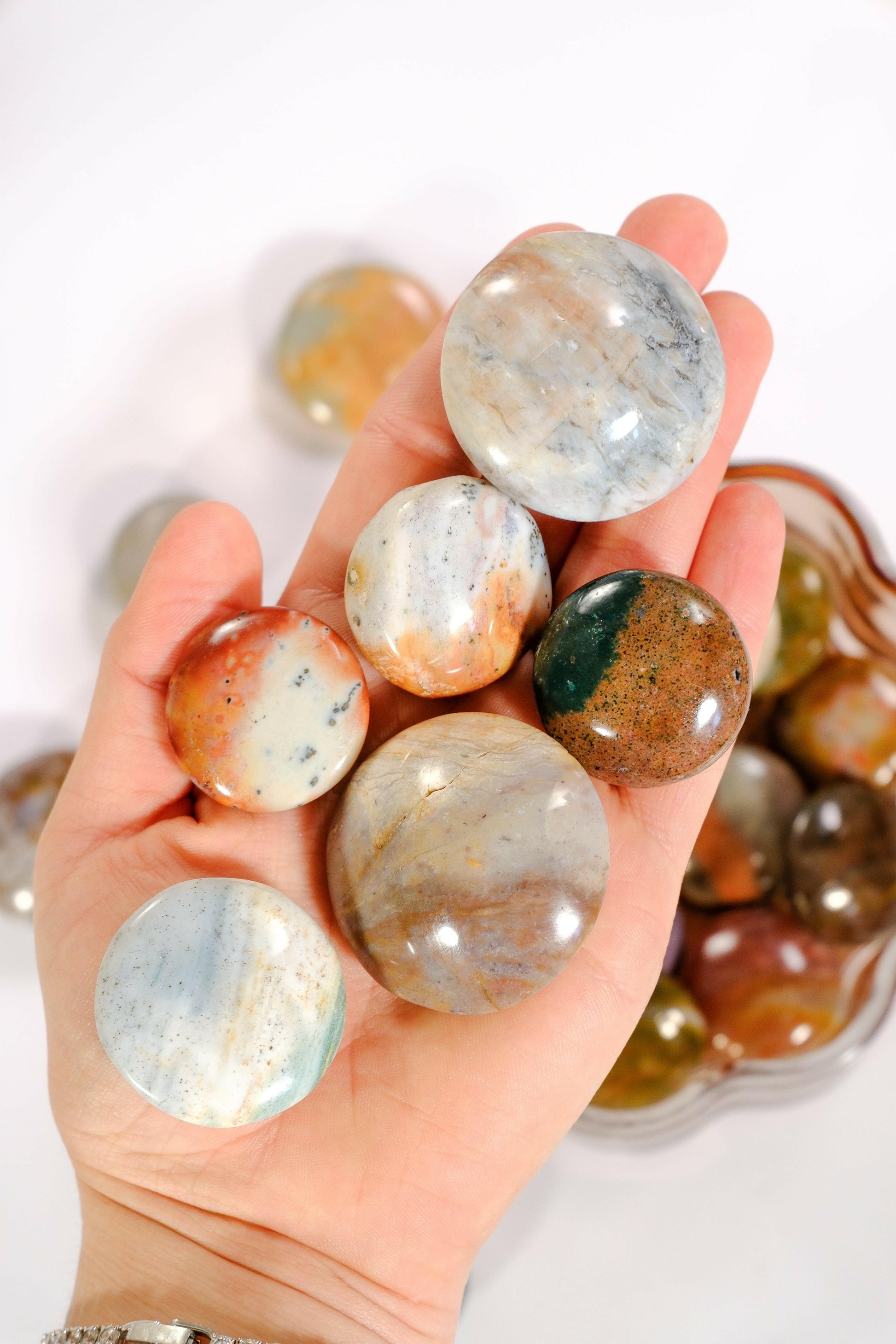 Ocean Jasper Button Healing Crystal.