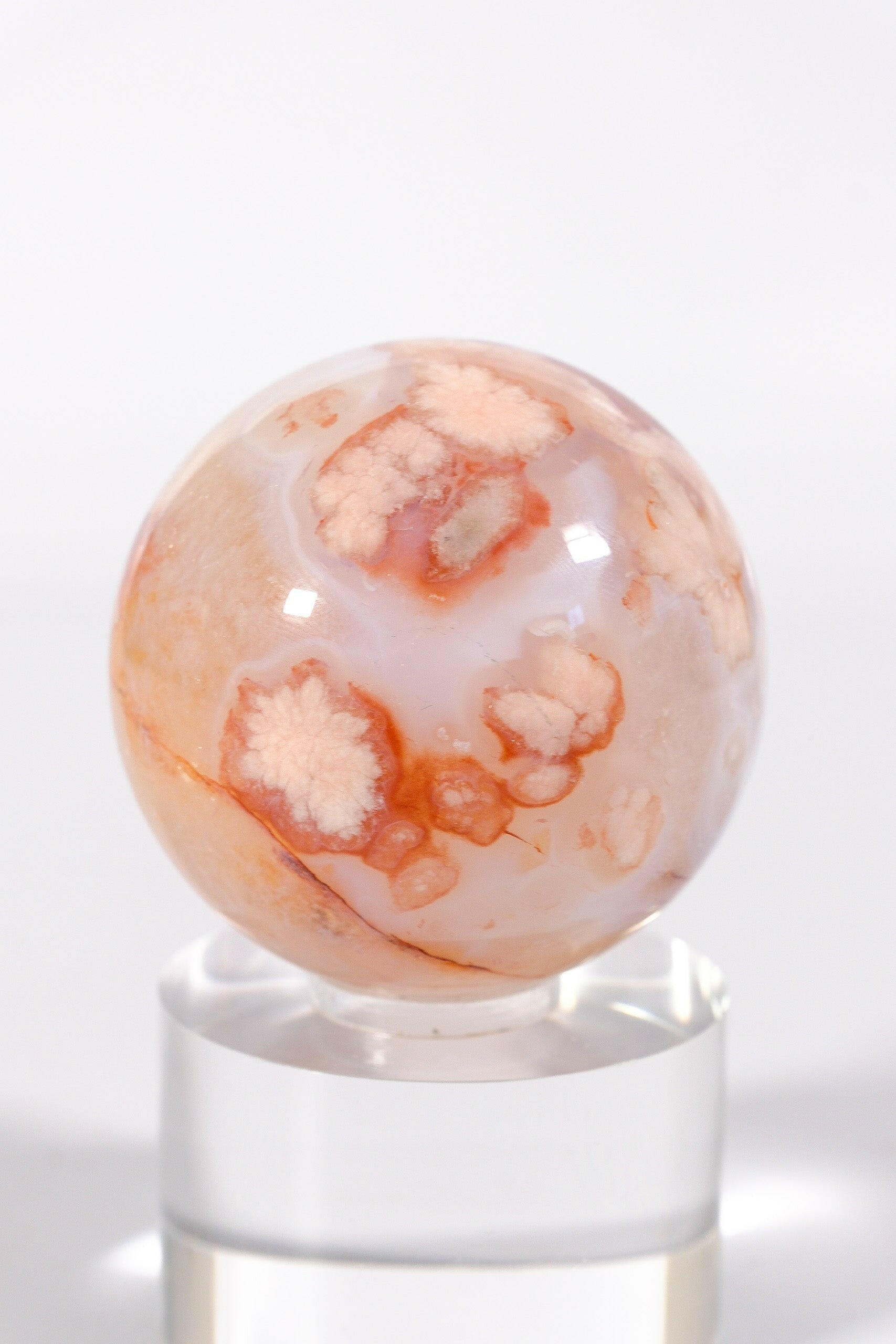 Flower Agate/Carnelian Sphere Healing Crystal.