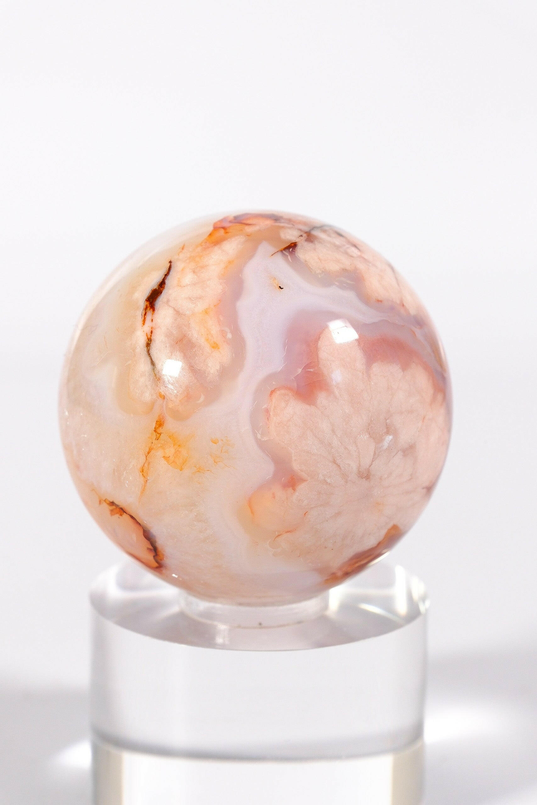 Flower Agate/Carnelian Sphere Healing Crystal.