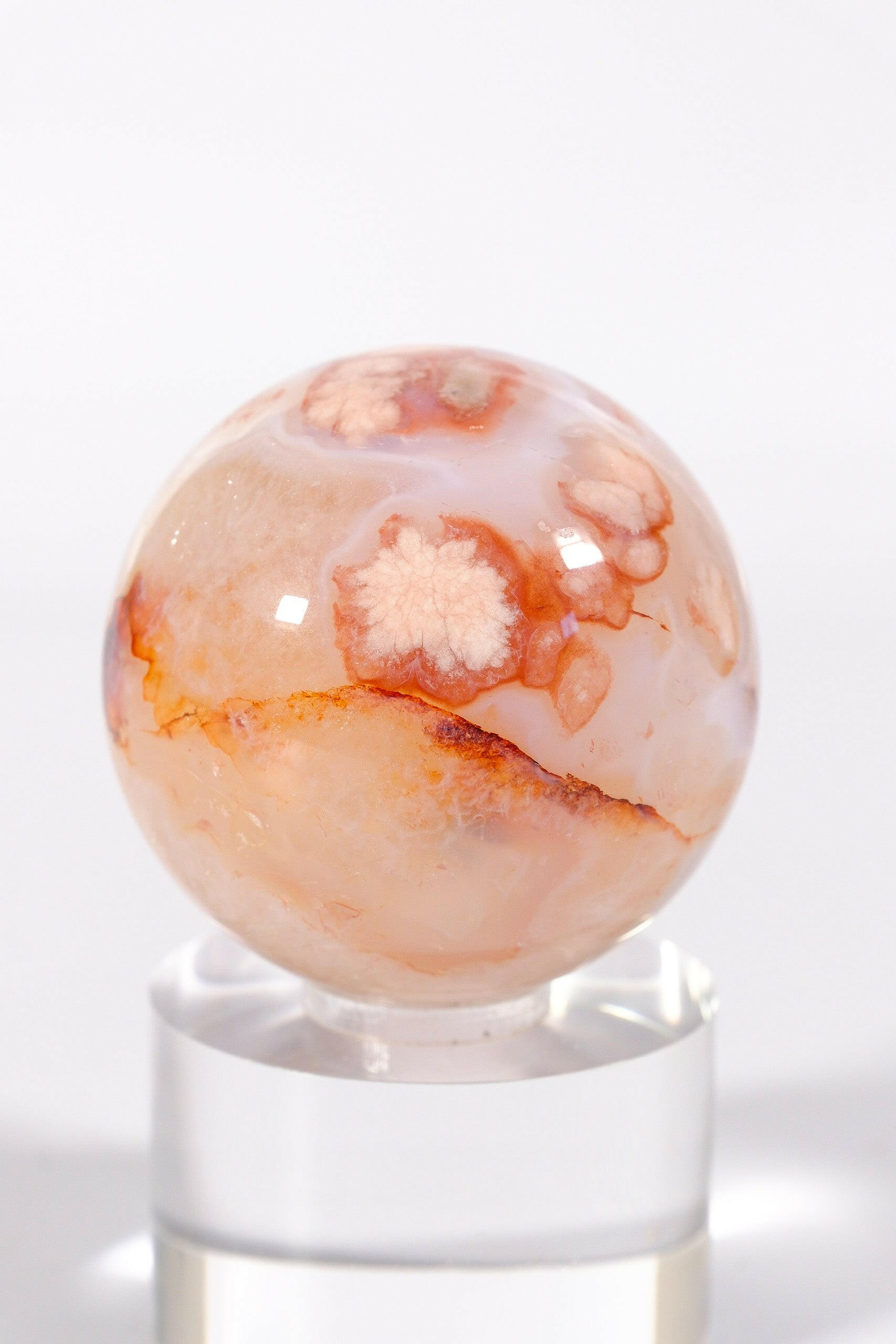 Flower Agate/Carnelian Sphere Healing Crystal.
