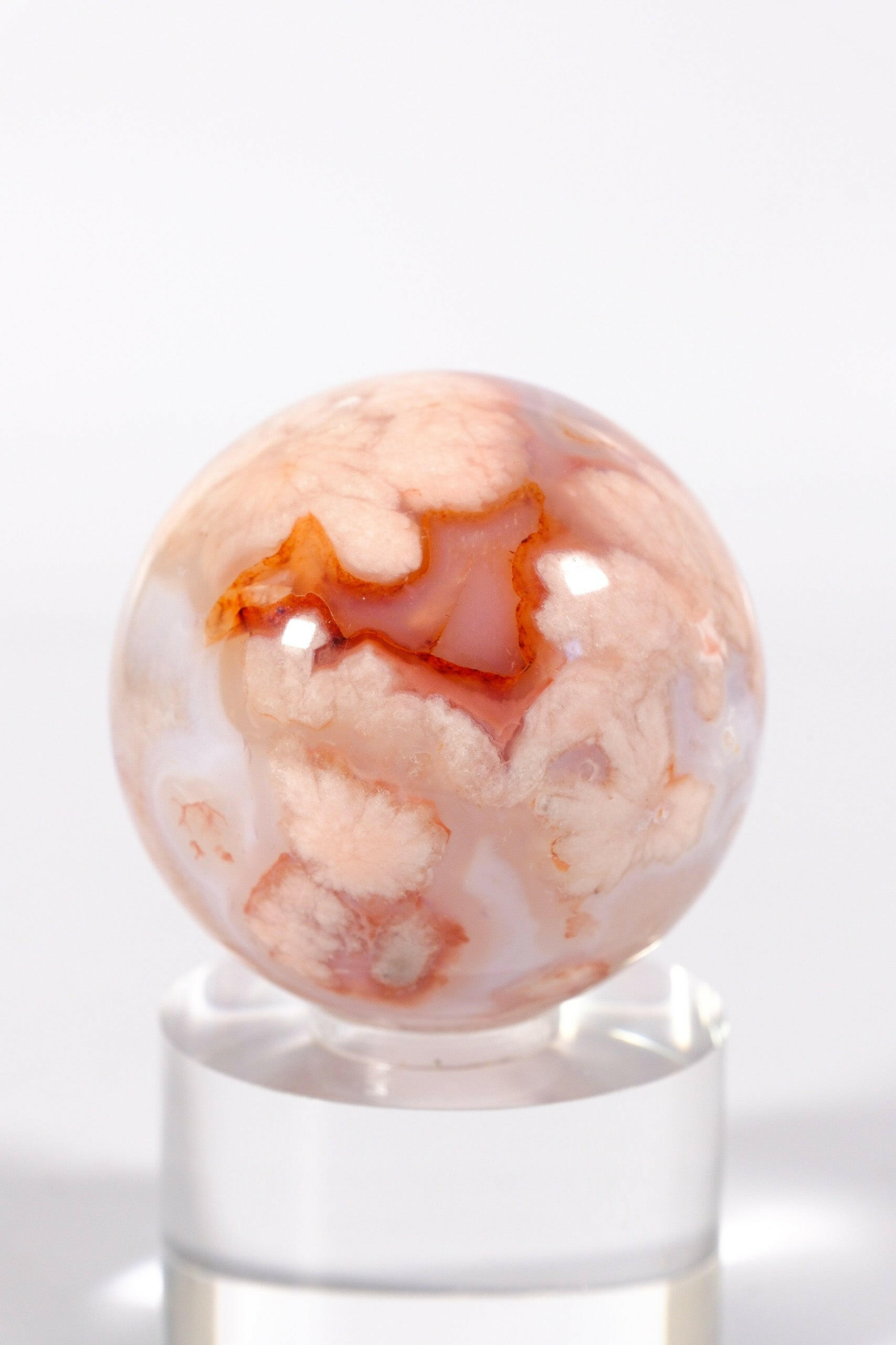 Flower Agate/Carnelian Sphere Healing Crystal.