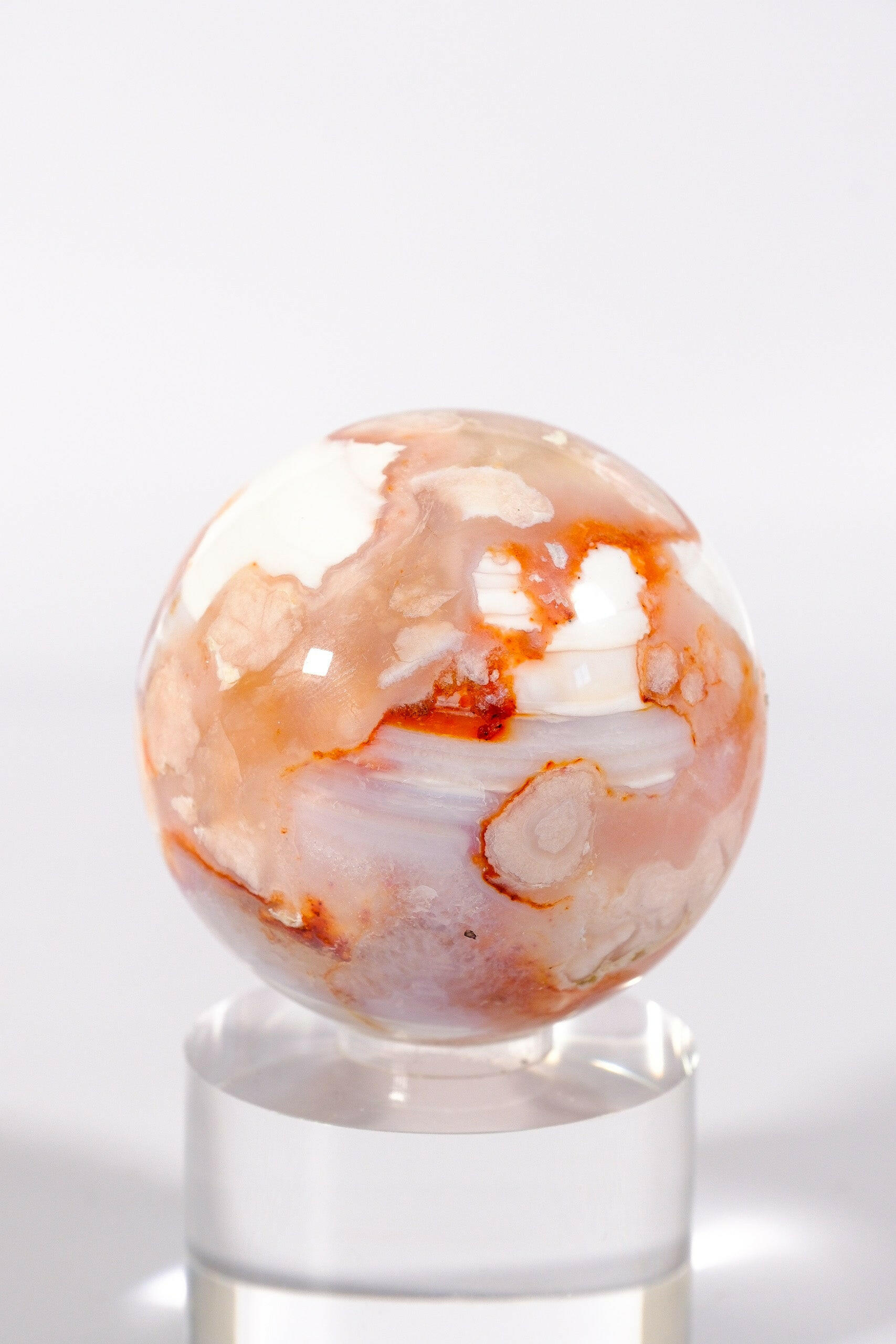 Flower Agate/Carnelian Sphere Healing Crystal.