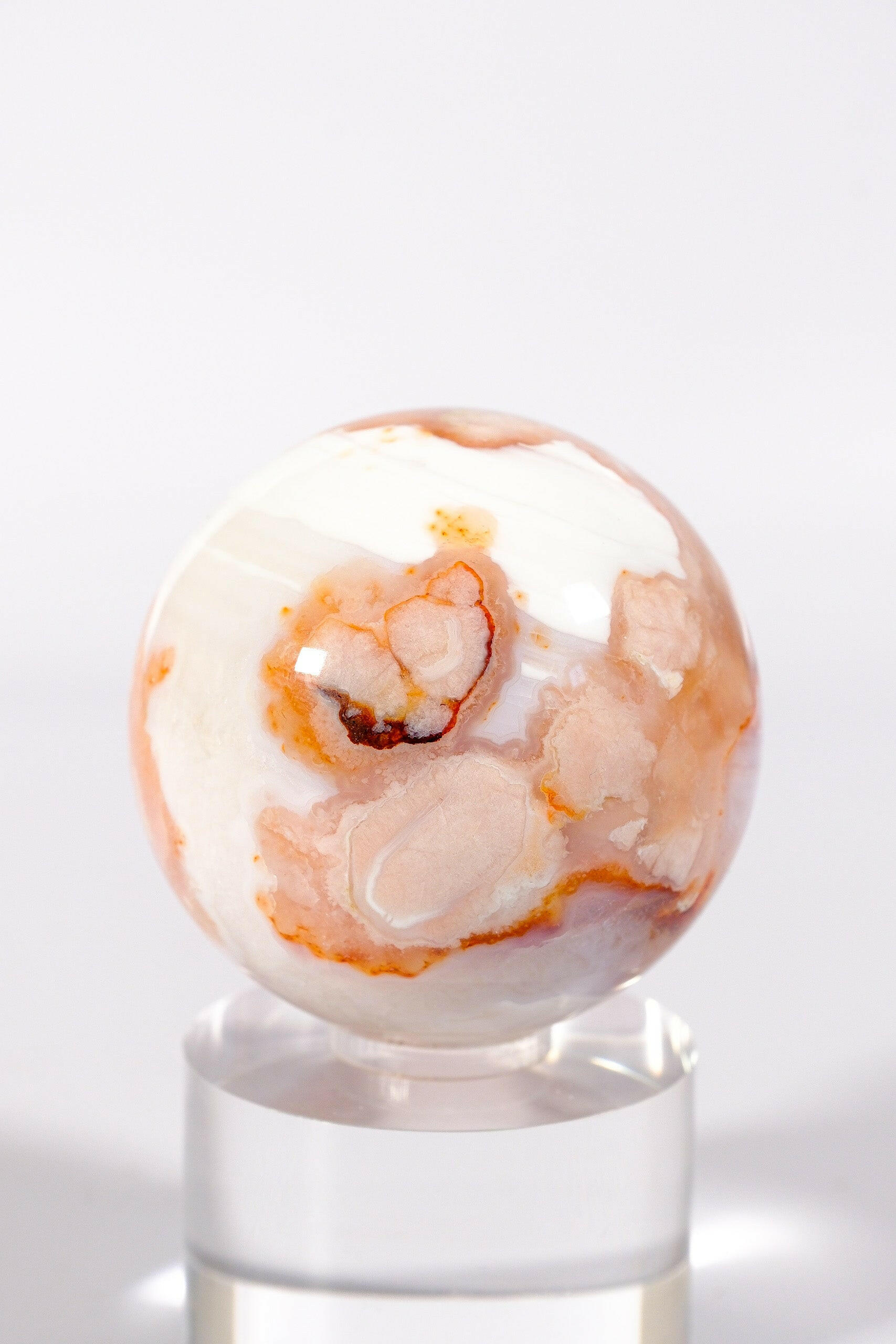 Flower Agate/Carnelian Sphere Healing Crystal.