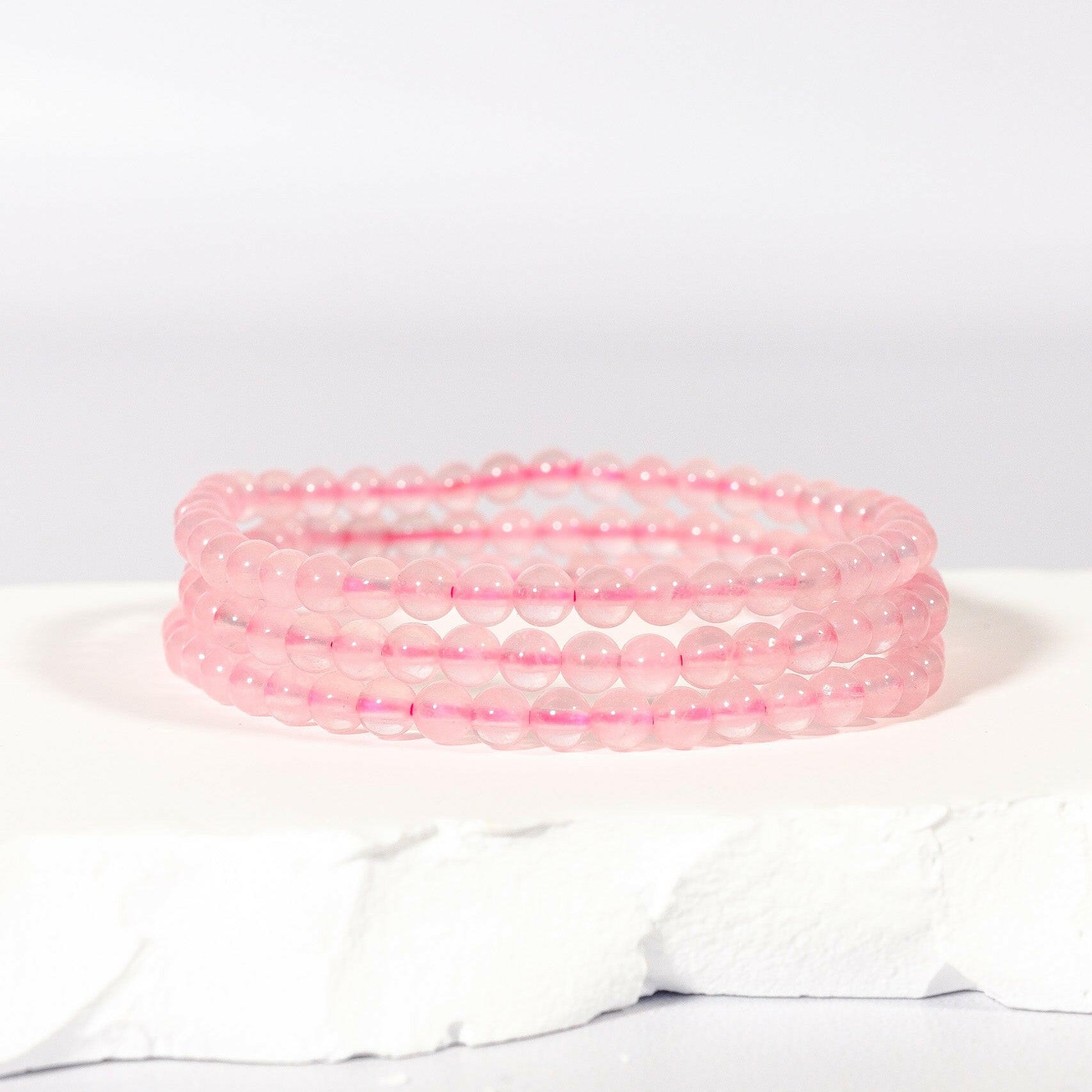 4mm Rose Quartz Bracelet Healing Crystal.