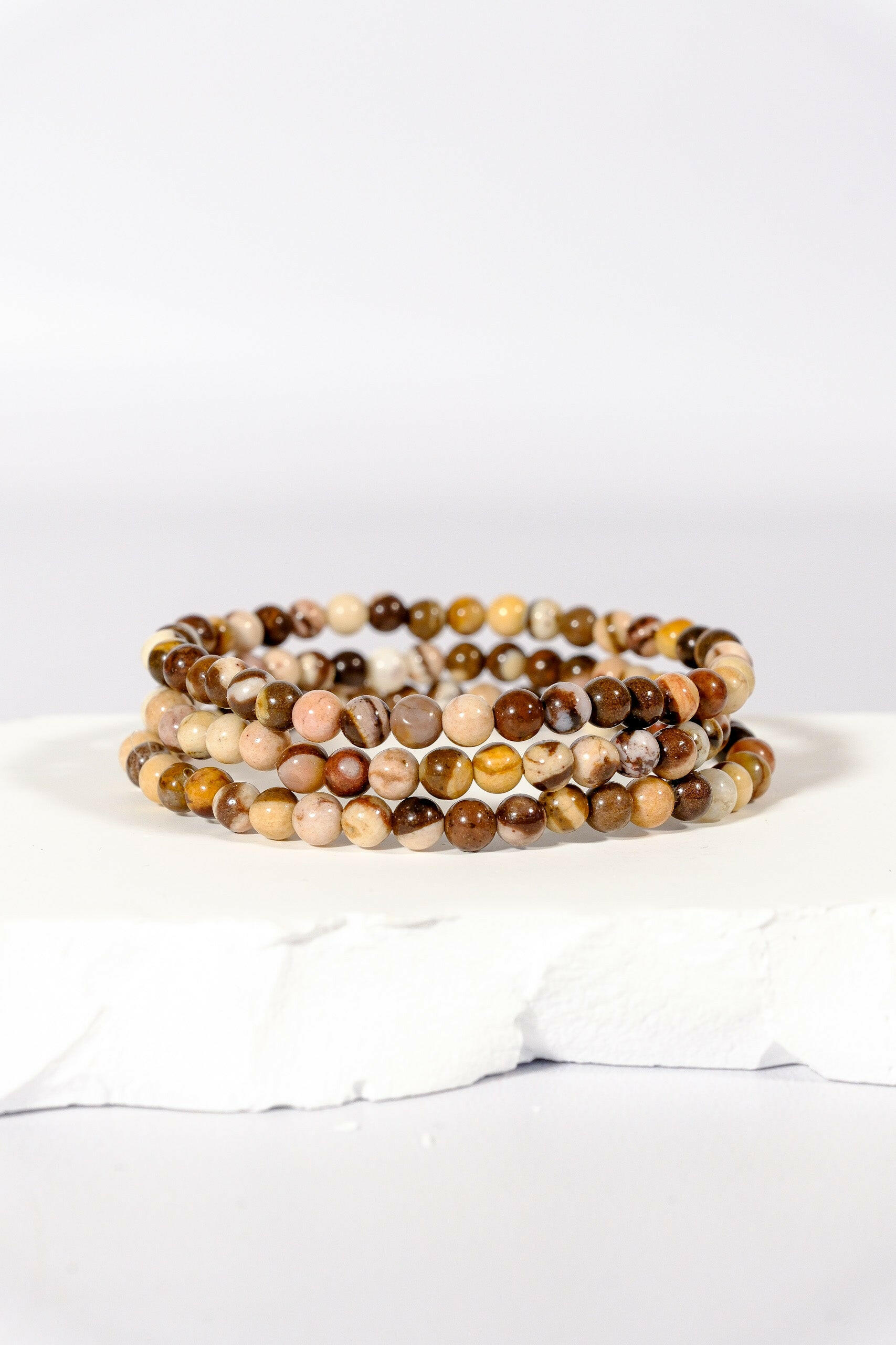 4mm Chocolate Calcite Bracelet Healing Crystal.