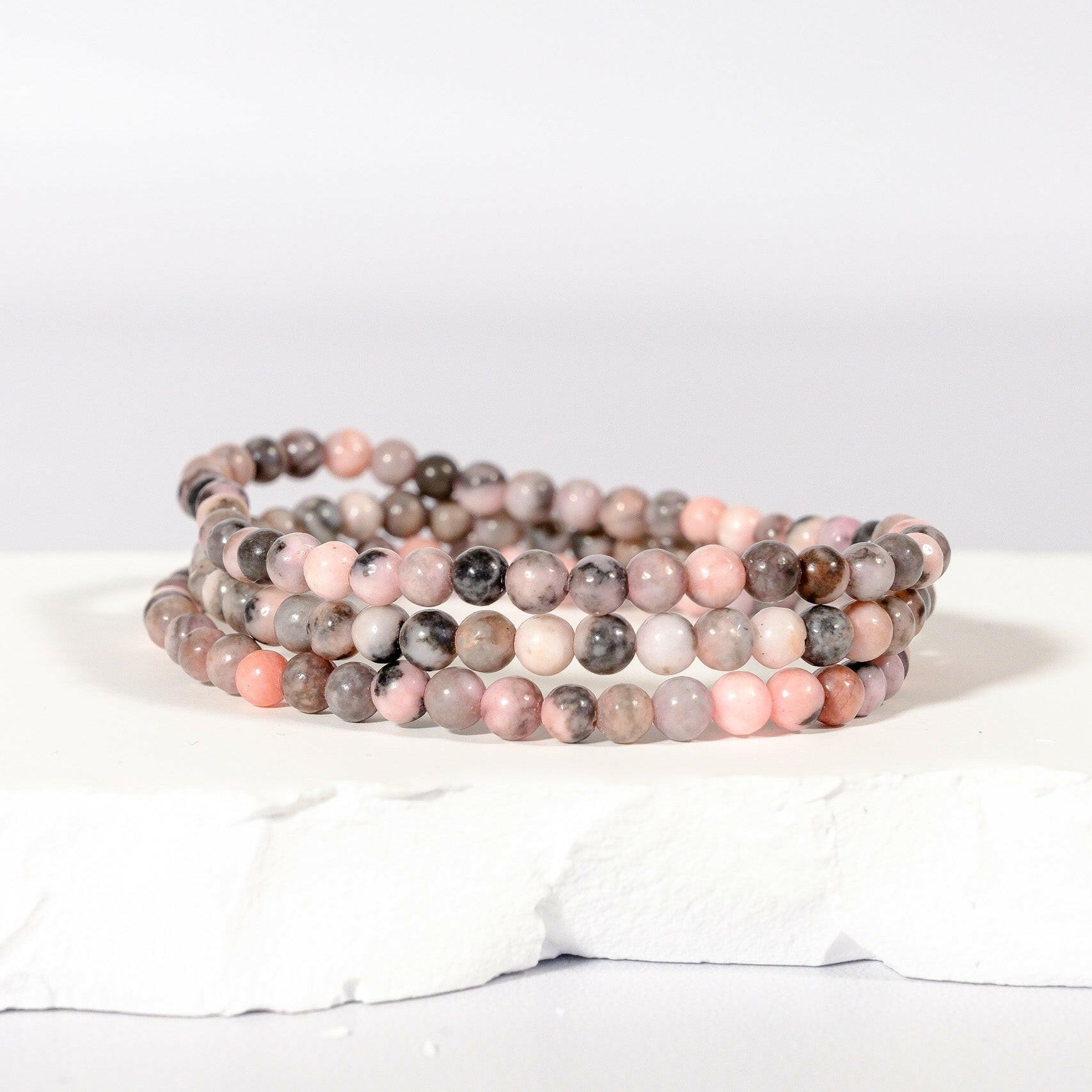 4mm Pink Zebra Jasper Bracelet Healing Crystal.