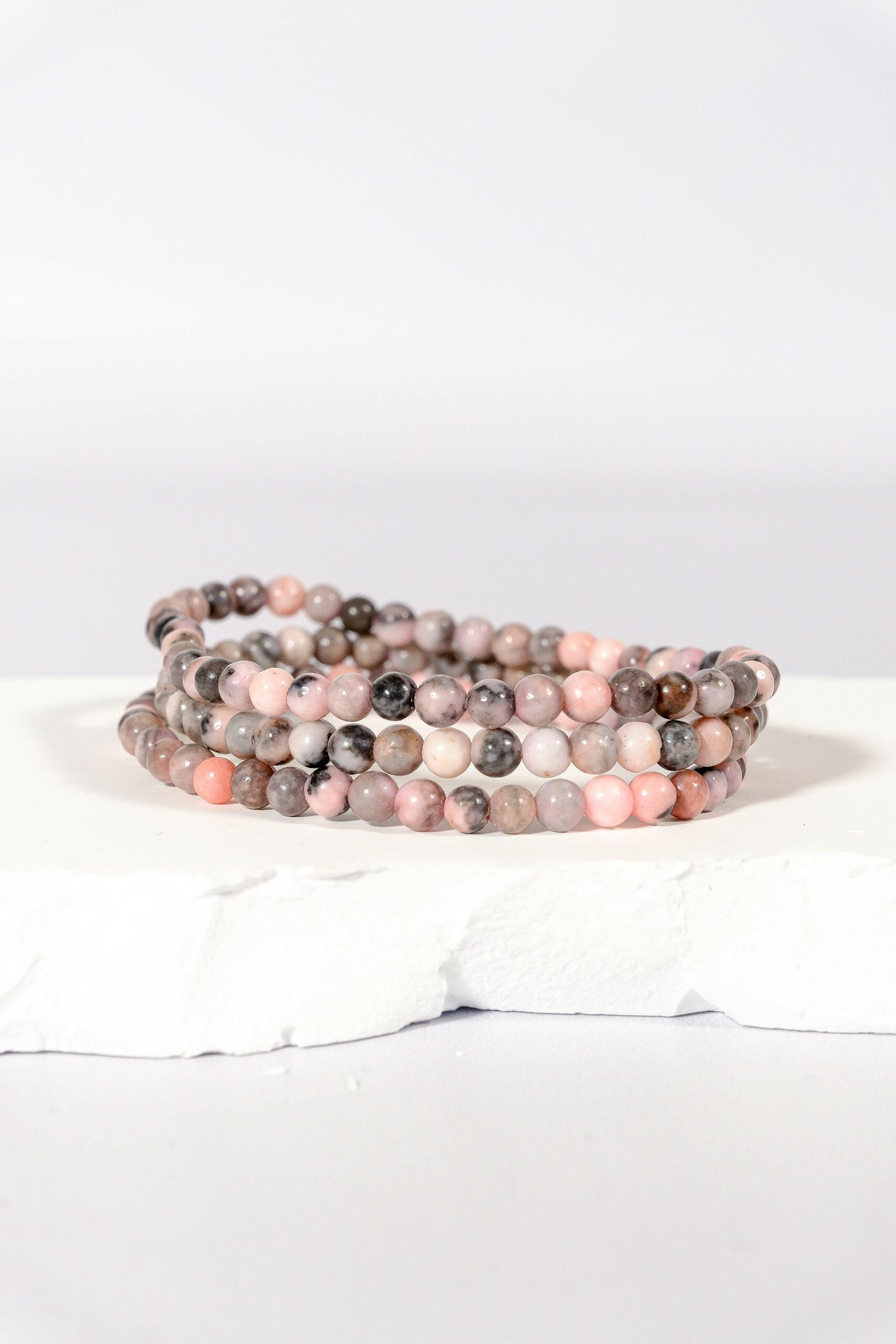 4mm Pink Zebra Jasper Bracelet Healing Crystal.