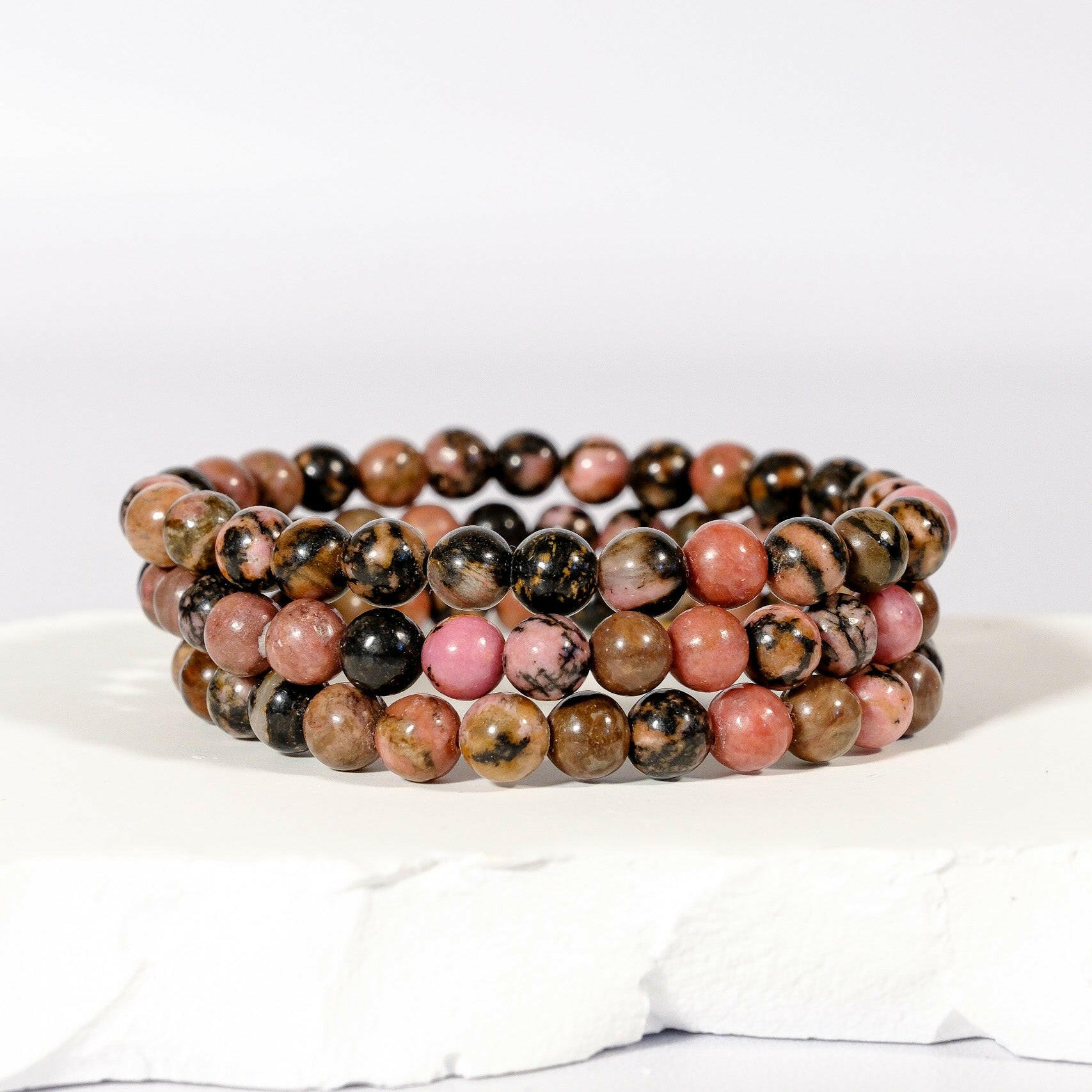 6mm Rhodonite Bracelet Healing Crystal.