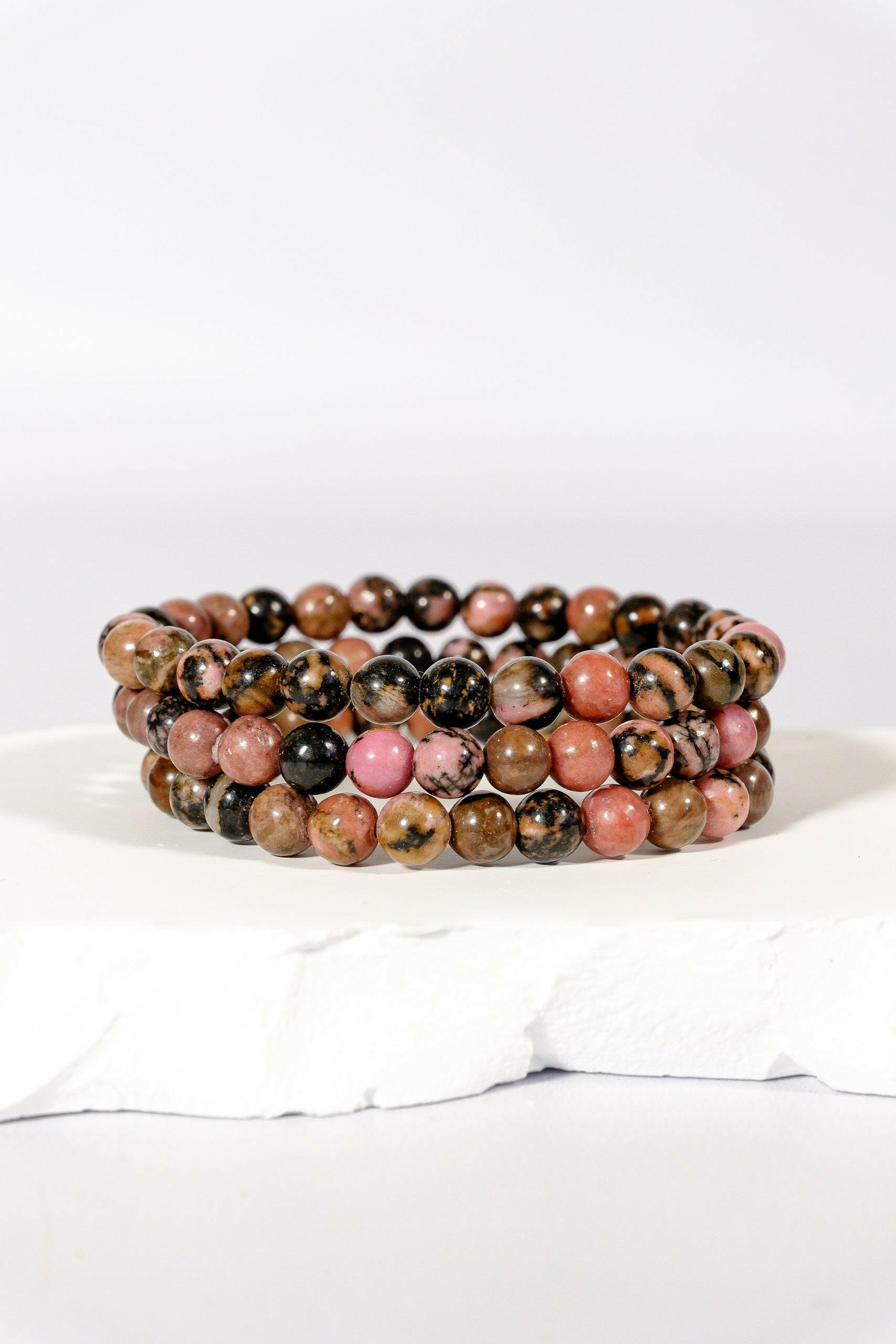 6mm Rhodonite Bracelet Healing Crystal.