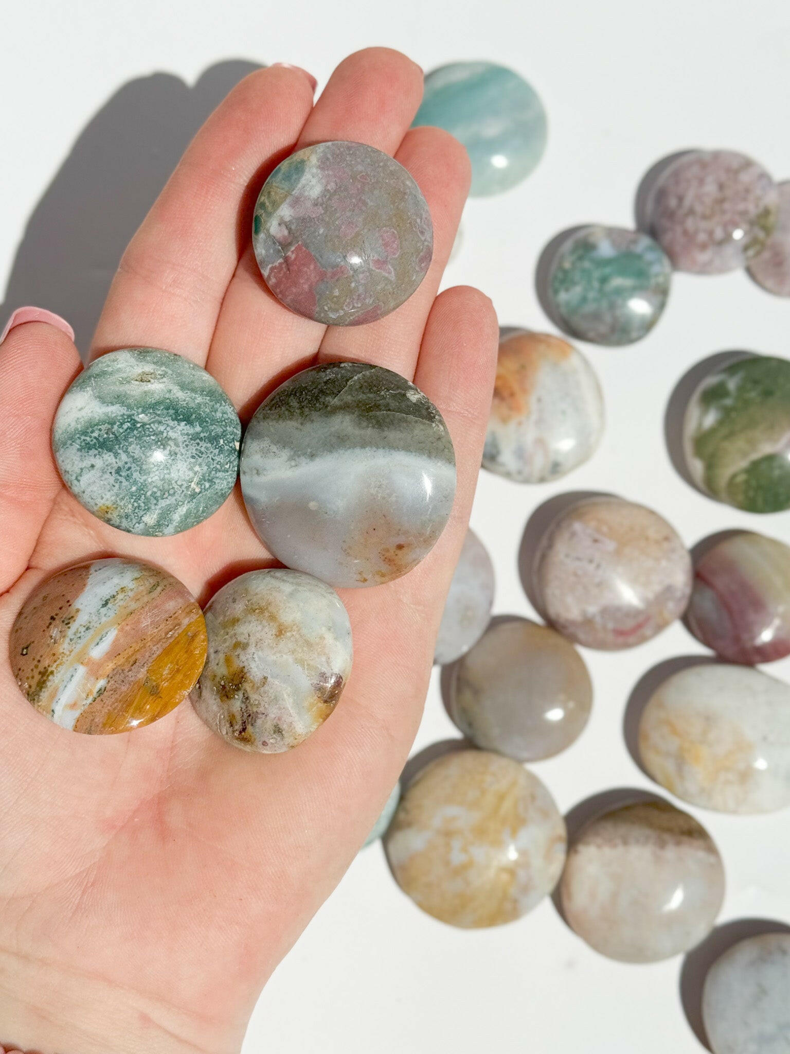 High Grade Ocean Jasper Button Healing Crystal.