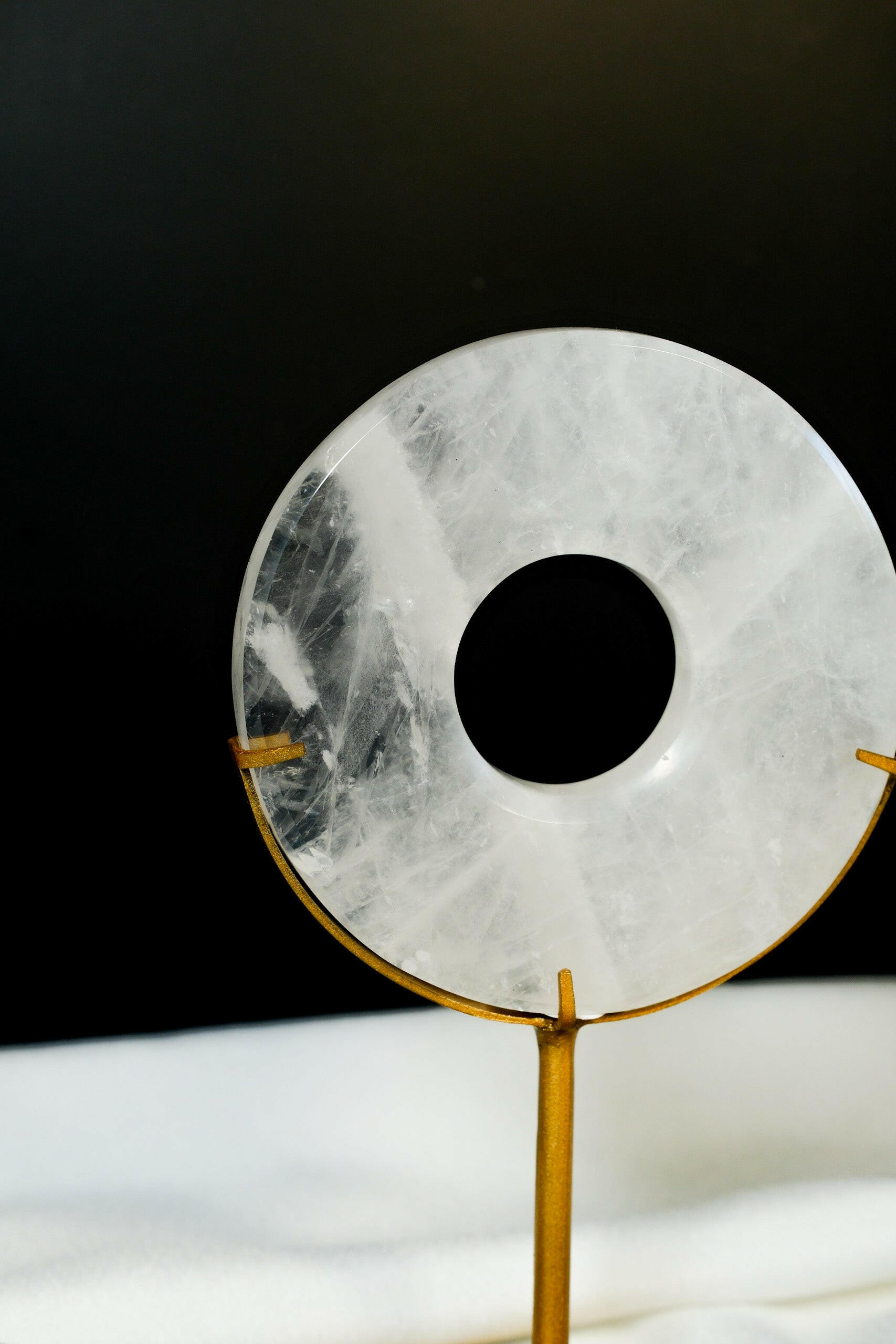 Clear Quartz Donut on Stand Healing Crystal.