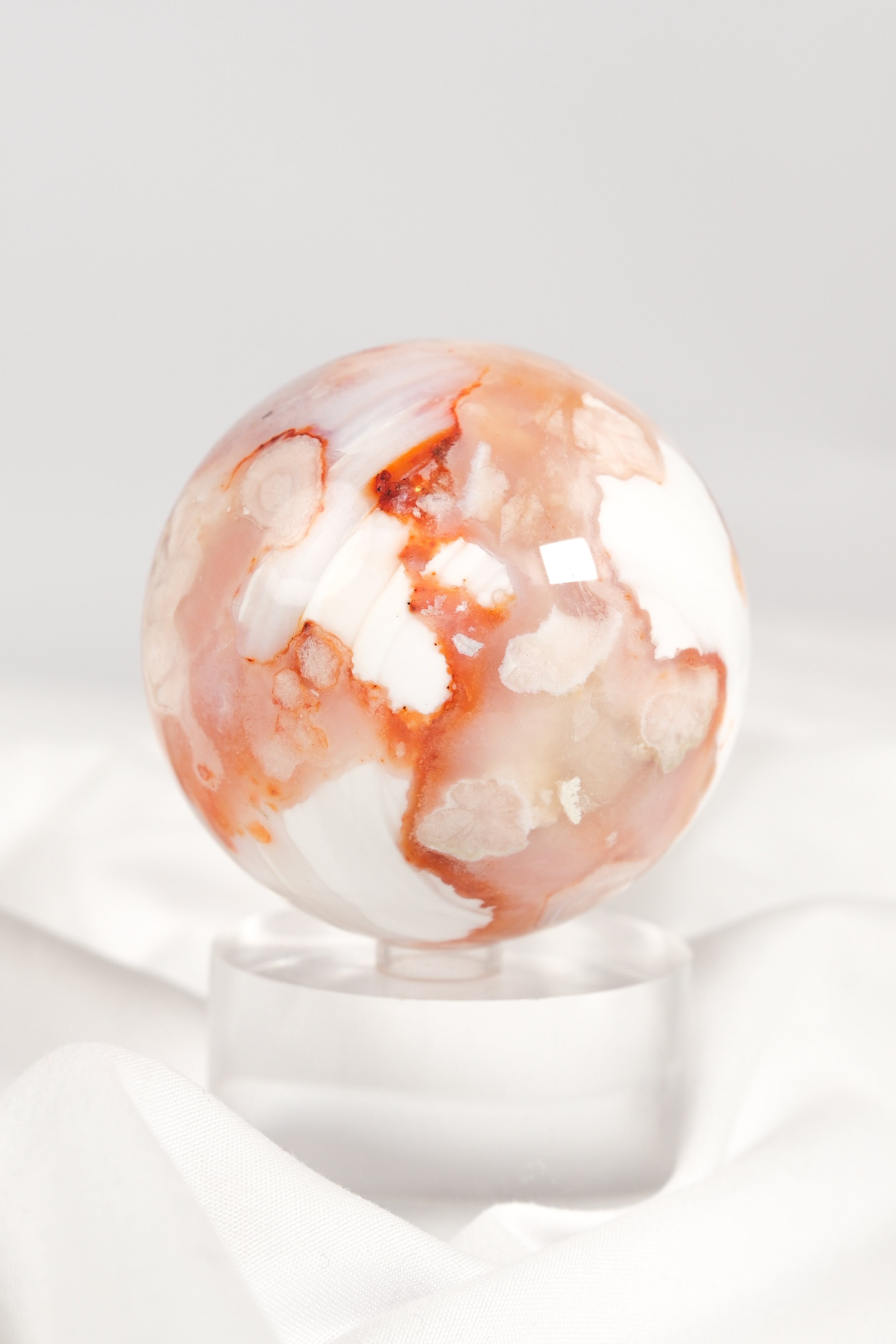 Flower Agate/Carnelian Sphere