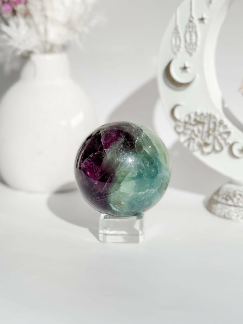 Rainbow Fluorite Sphere - Premium healing crystal from Stones of Virtue Australia.