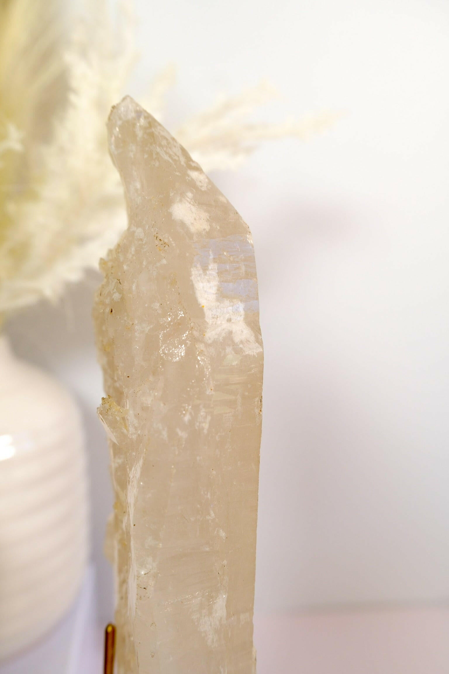 Elestial Lemurian Quartz on Stand Healing Crystal.