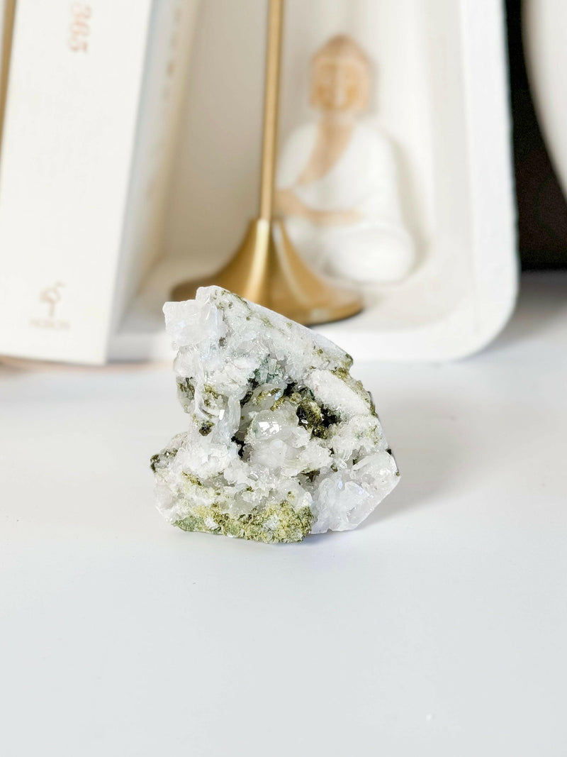Epidote and Quartz Cluster - Premium healing crystal from Stones of Virtue Australia.