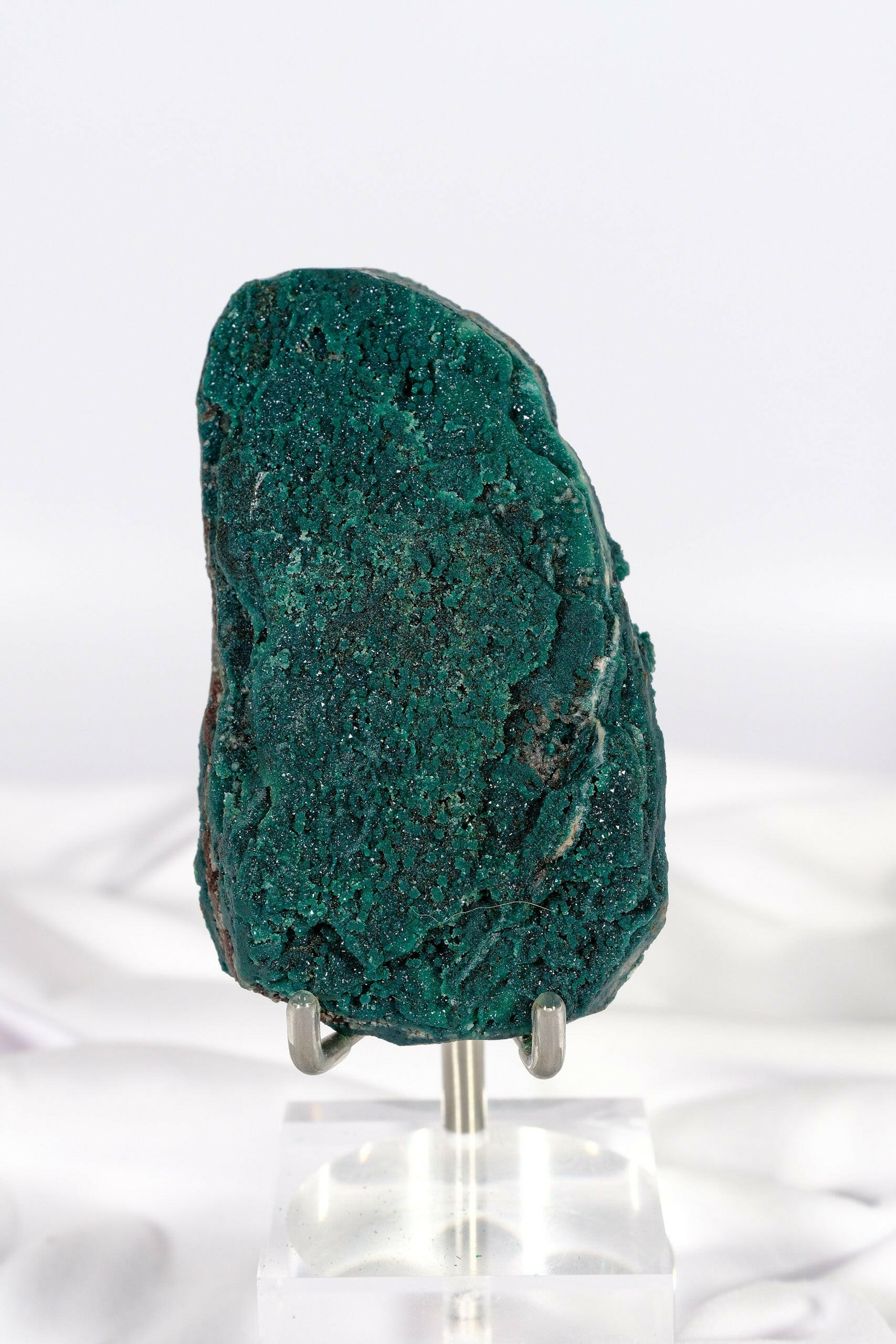 Botryoidal Green Chalcedony with Celadonite and Apophyllite Slice Healing Crystal.