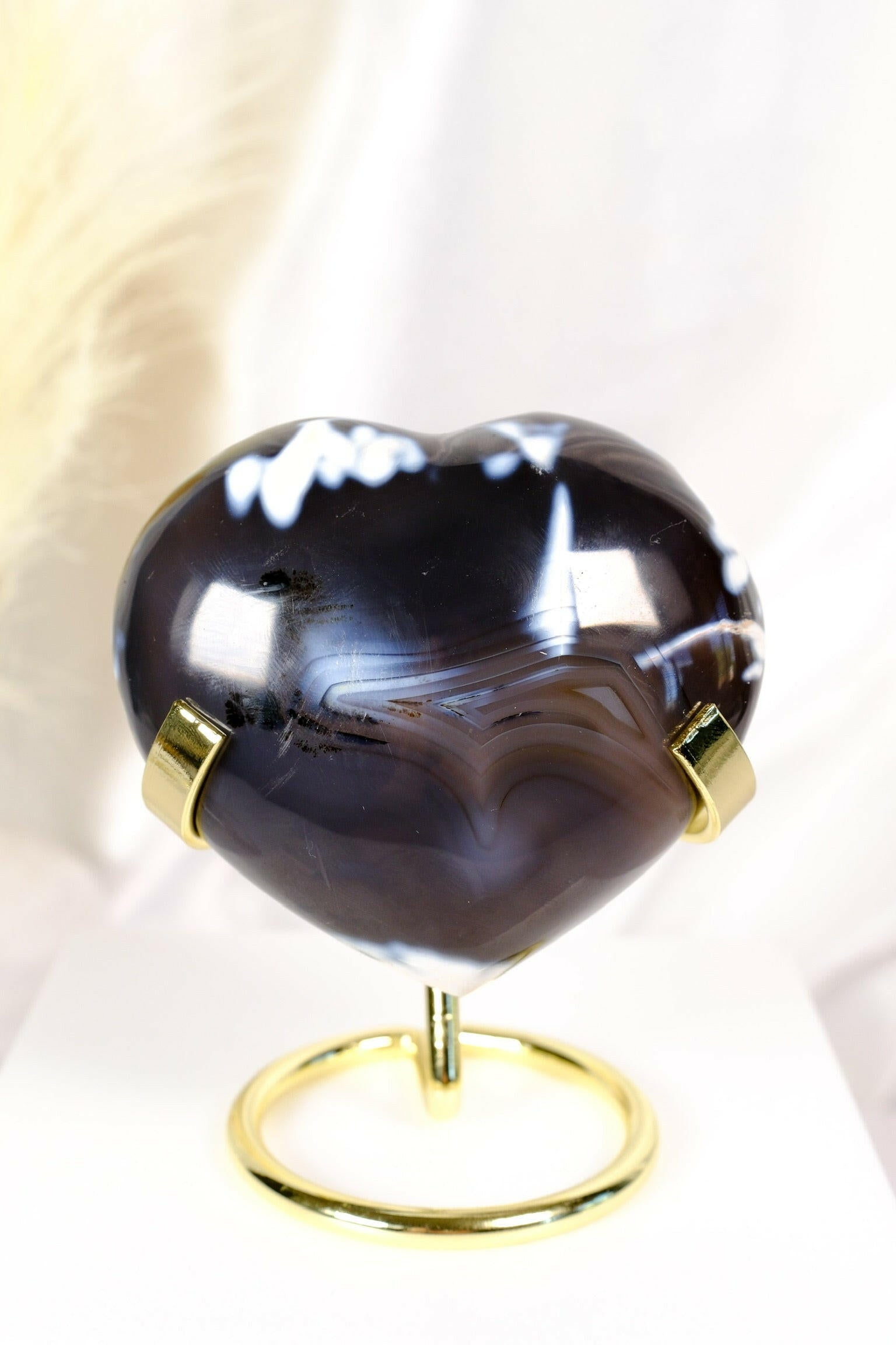 Orca Agate Heart Healing Crystal.