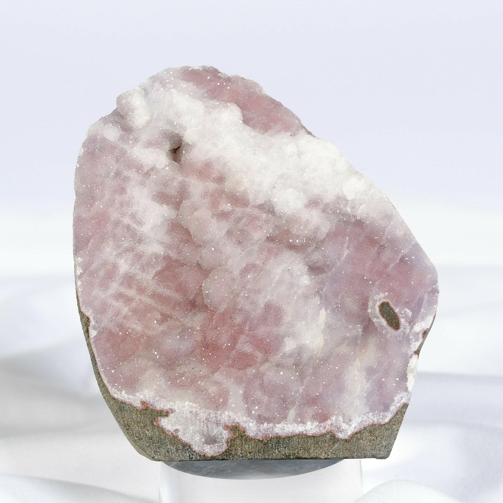 Pink / Purple Botryoidal Chalcedony Cutbase Healing Crystal.