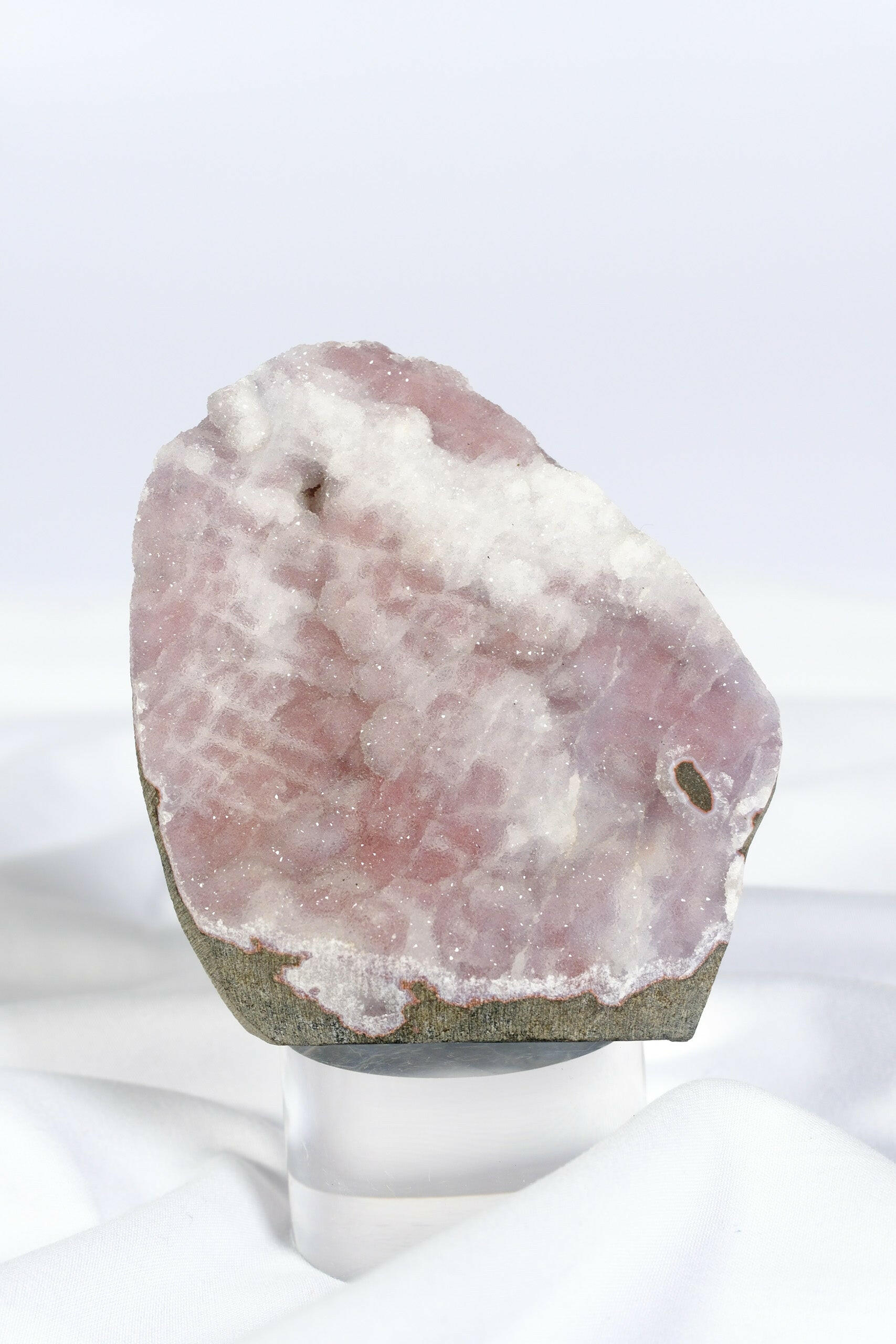 Pink / Purple Botryoidal Chalcedony Cutbase Healing Crystal.