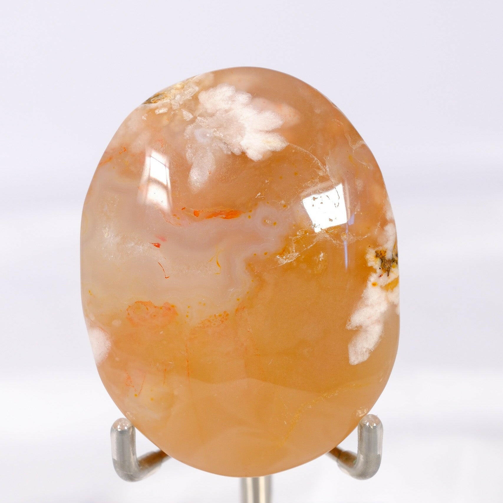 Flower Agate Palmstone Healing Crystal.