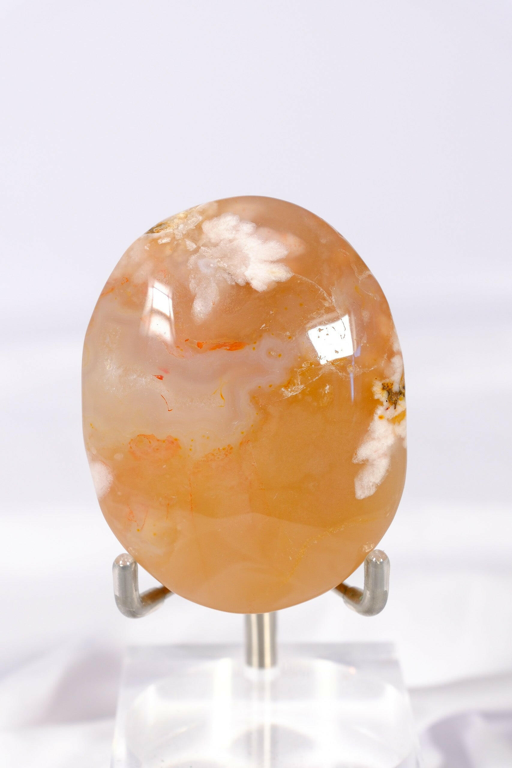 Flower Agate Palmstone Healing Crystal.