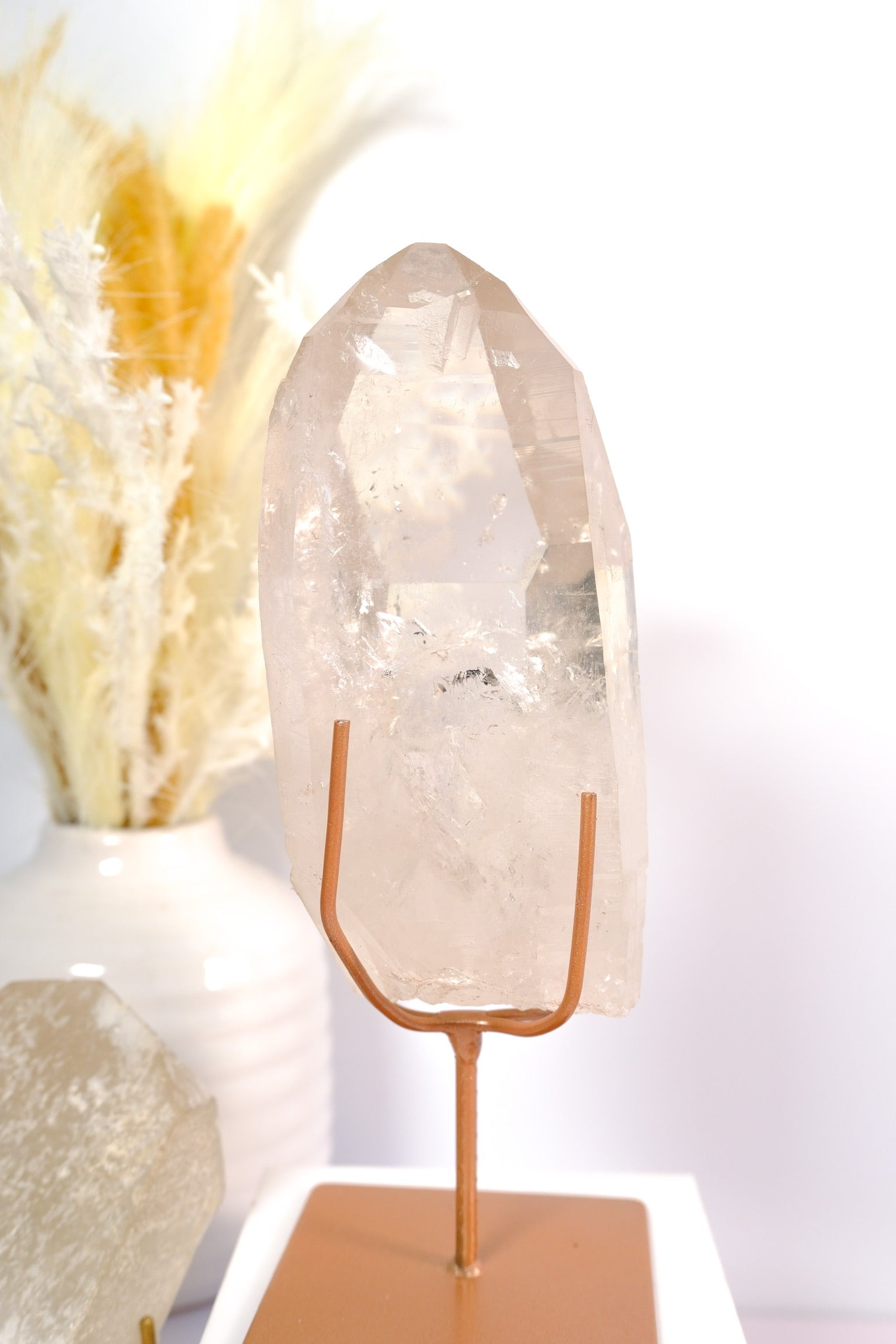 Lemurian Quartz Rough Polished on Stand