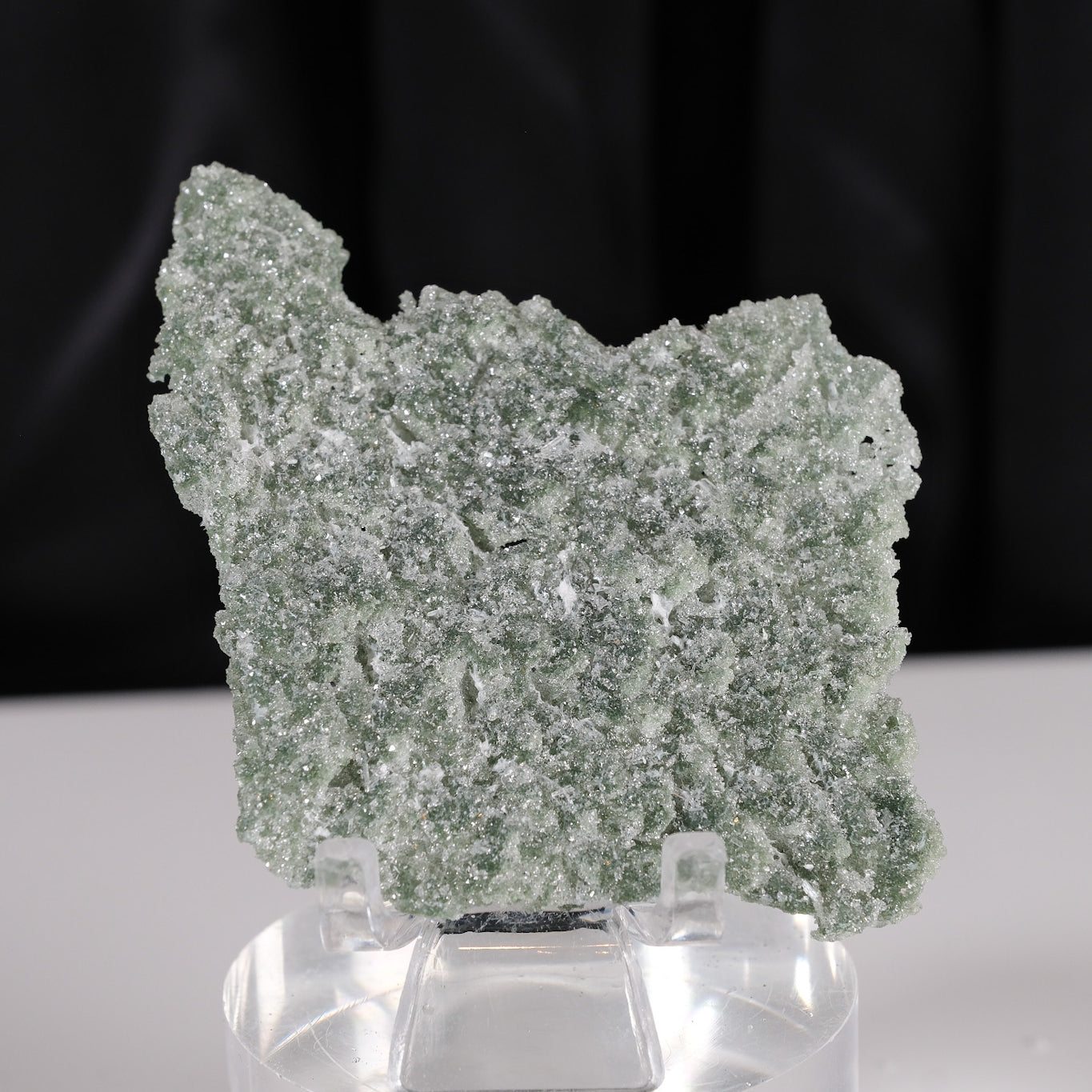 Snowy Green Apophyllite Super Thin Crust Slice