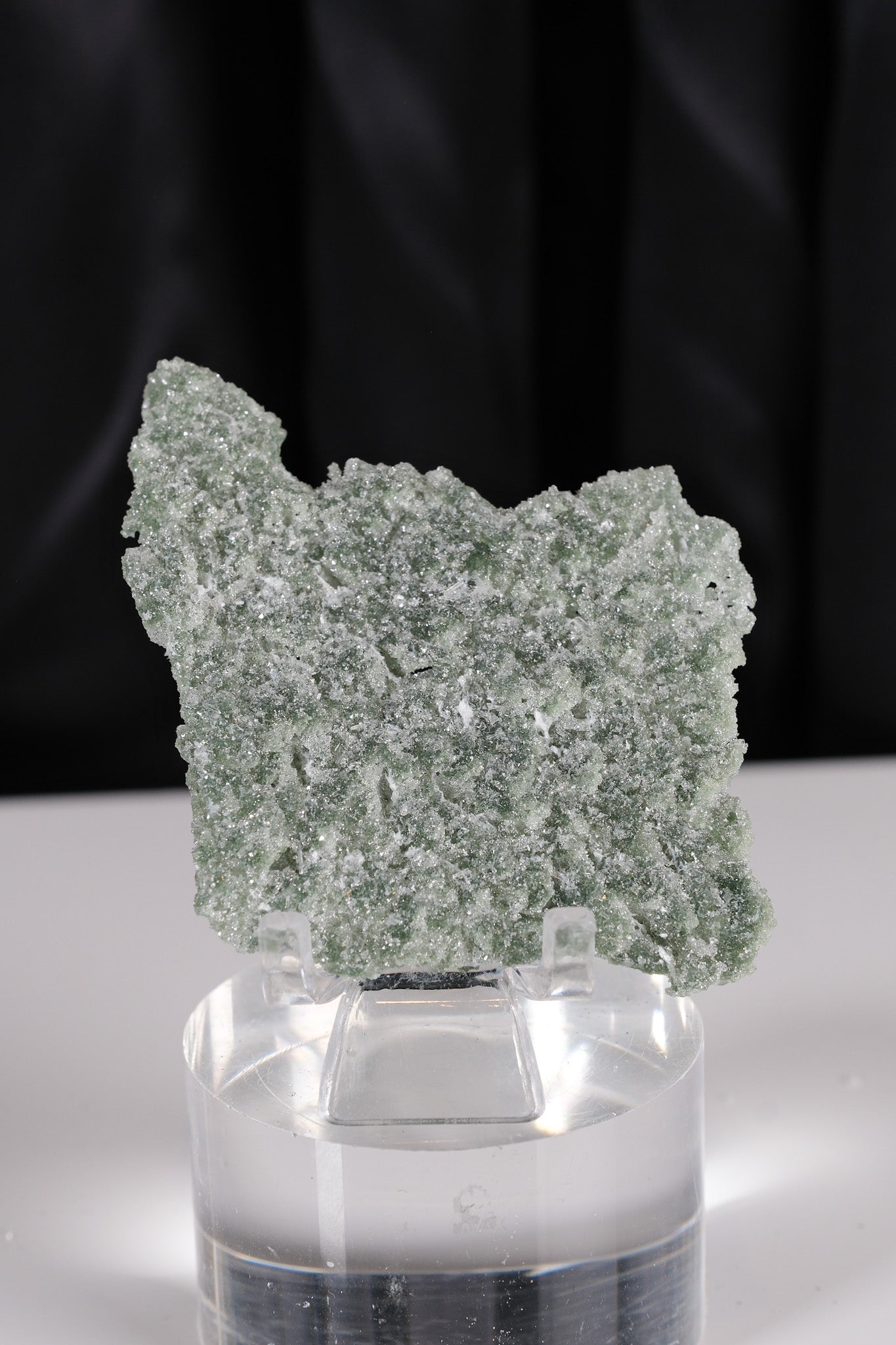 Snowy Green Apophyllite Super Thin Crust Slice