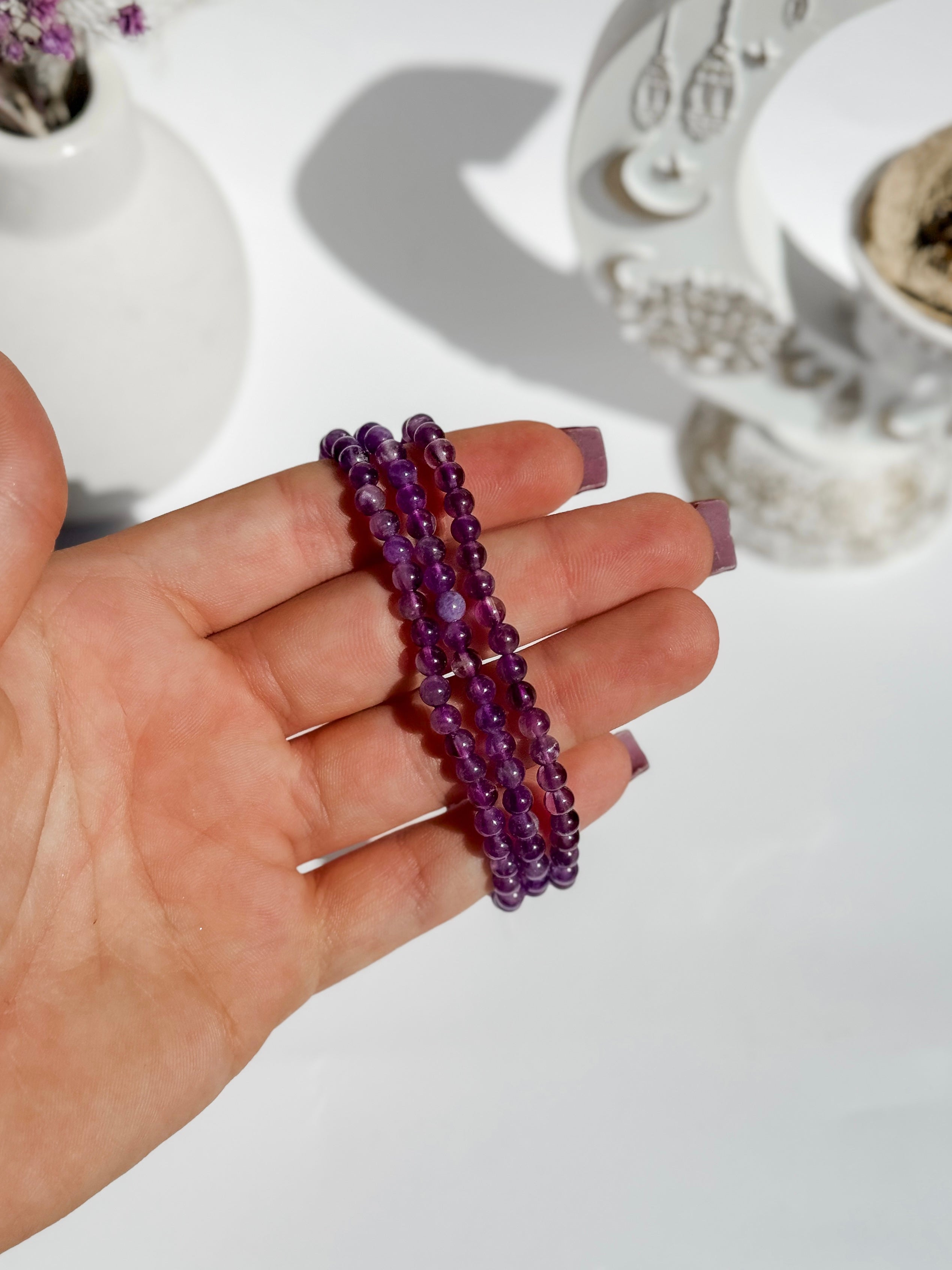 4mm Amethyst Bead Bracelet