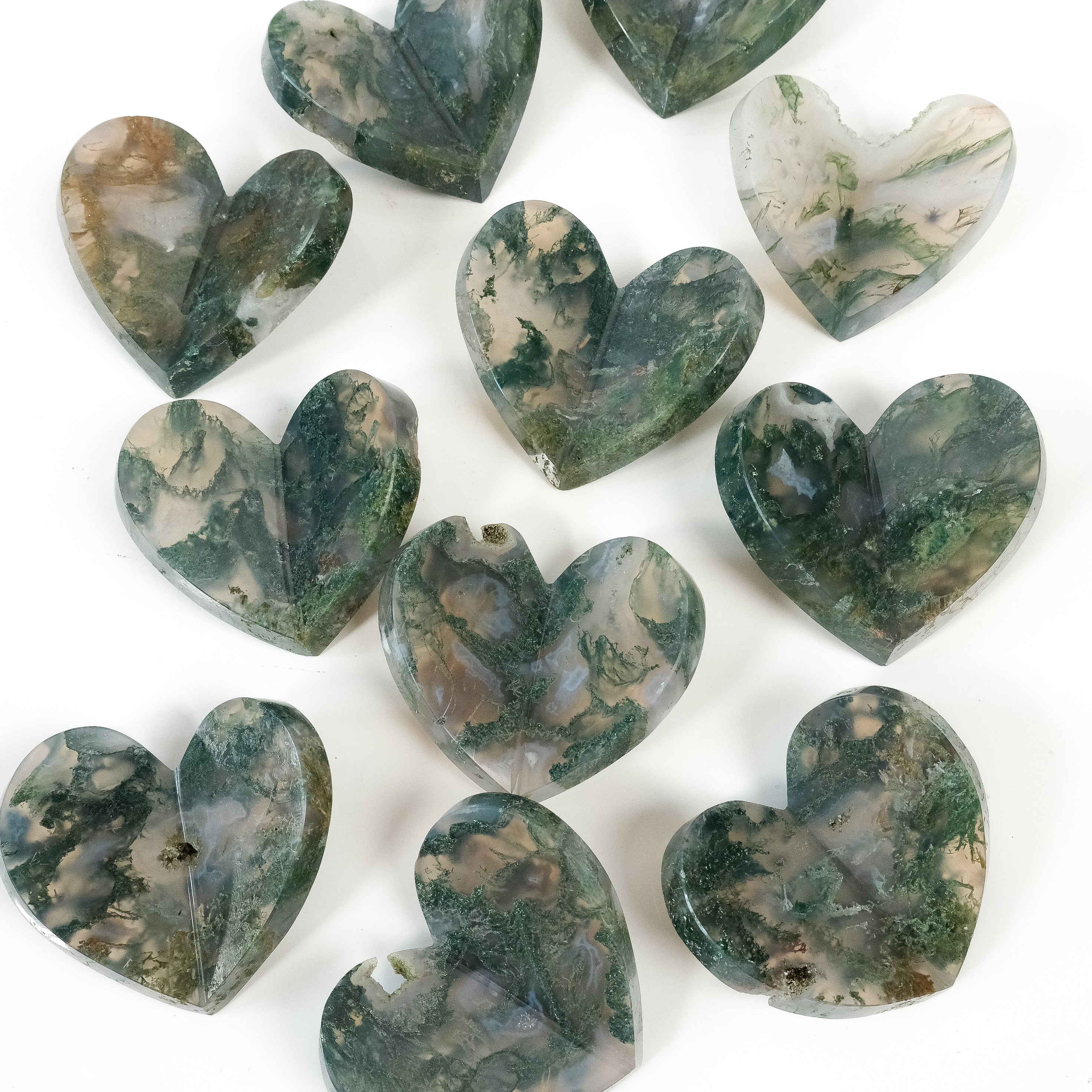 Moss Agate Medium 3D Heart