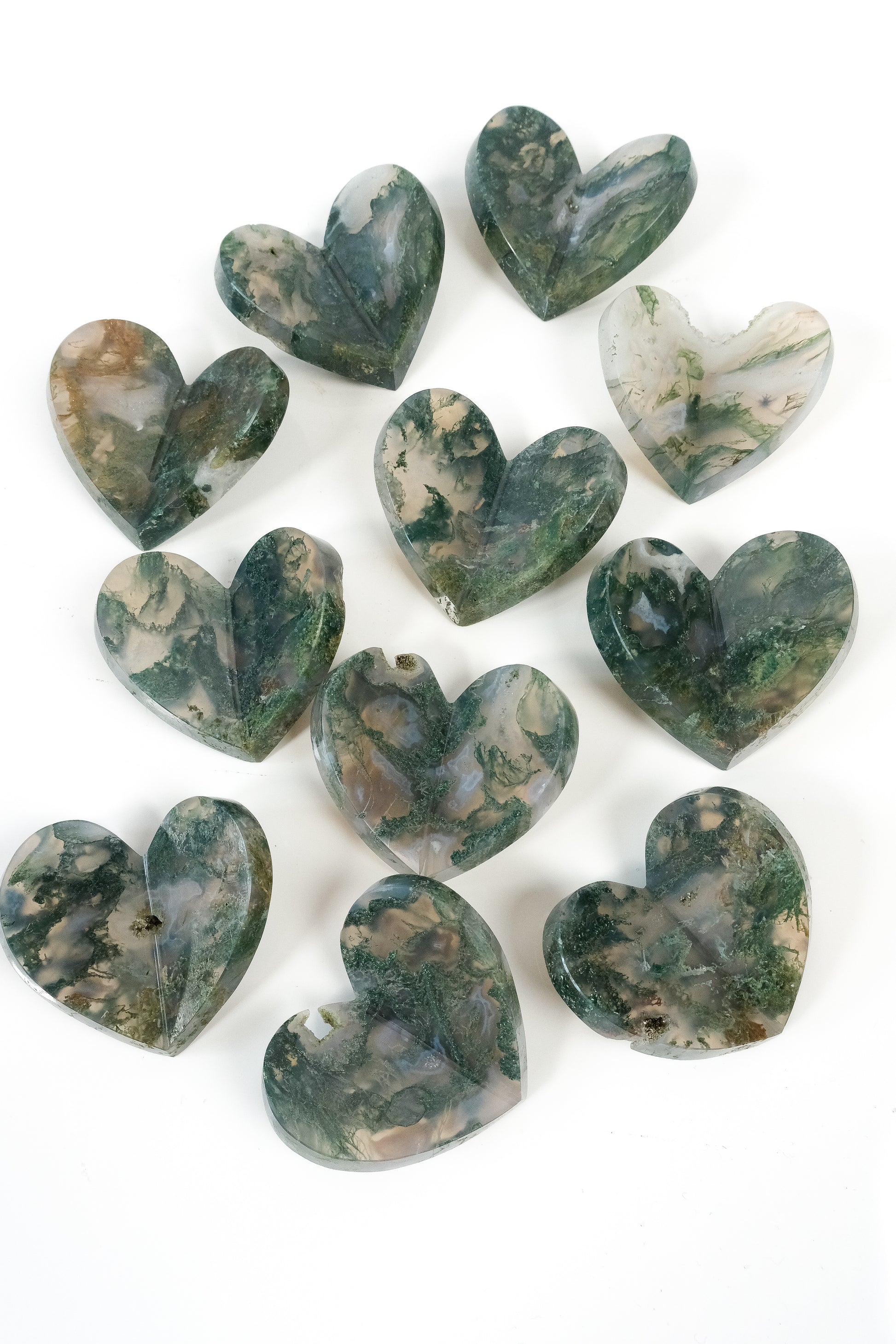 Moss Agate Medium 3D Heart